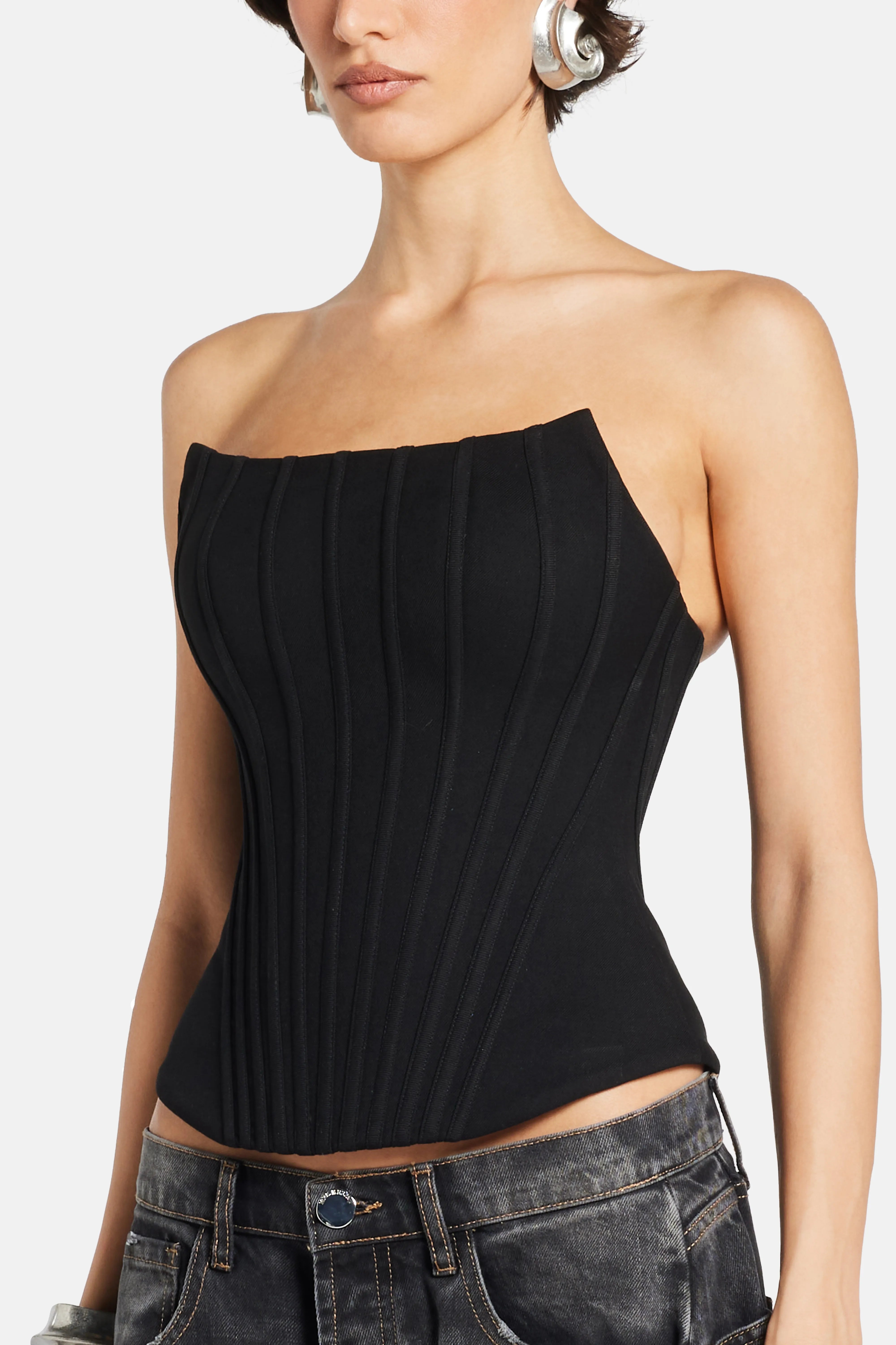 Sleeveless Corset Top in Black