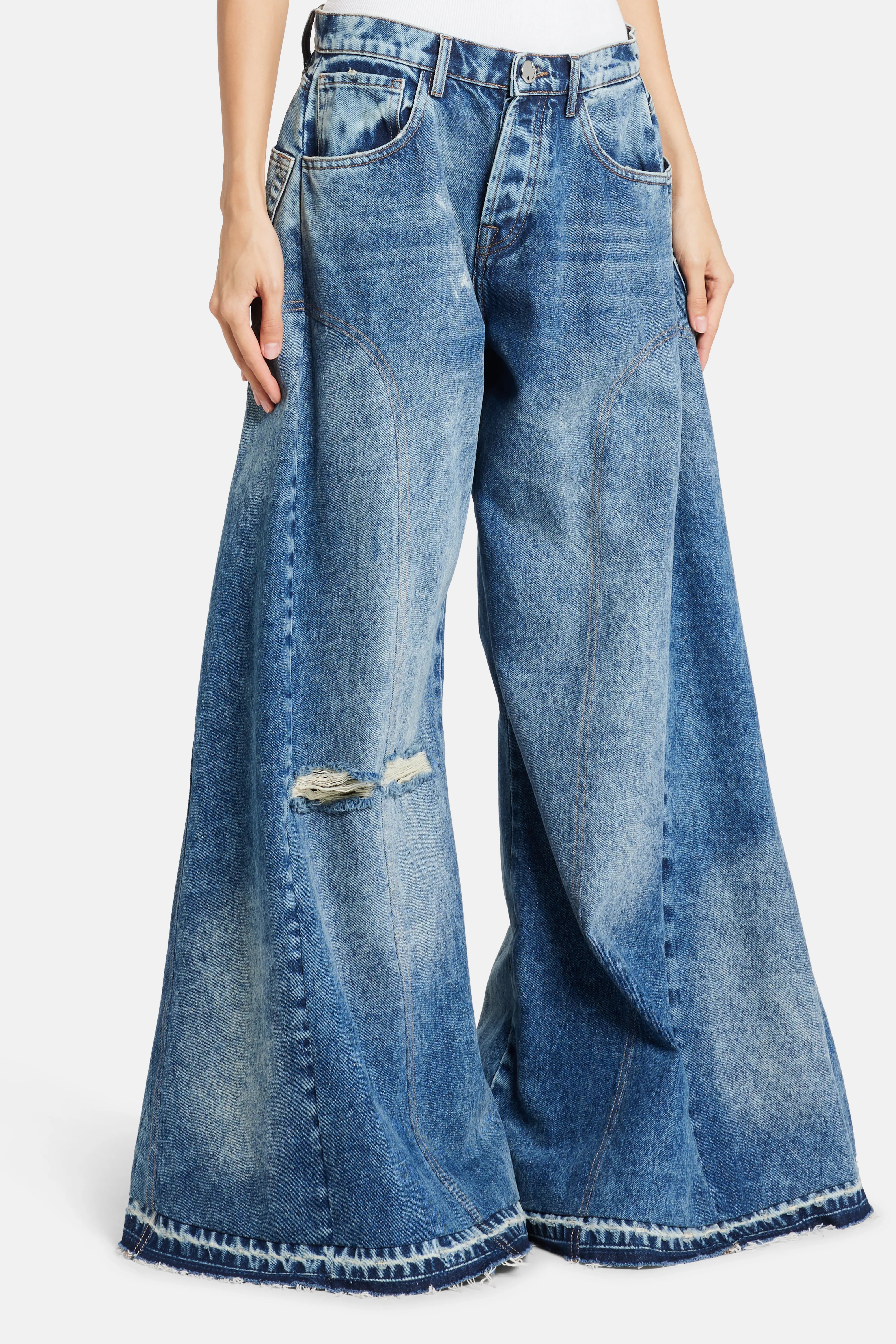 MK Signature Denim Cotton Pants in Blue