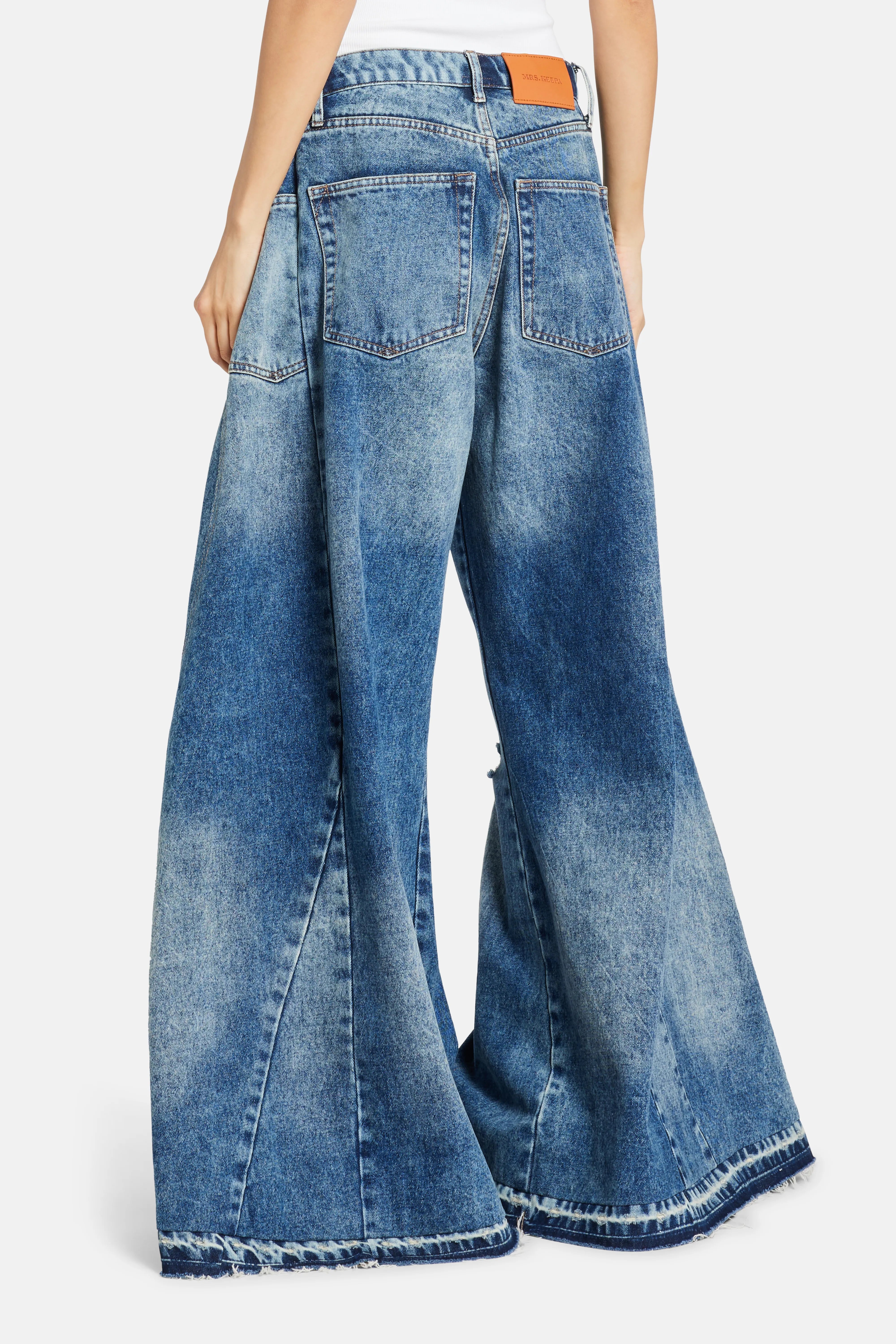 MK Signature Denim Cotton Pants in Blue