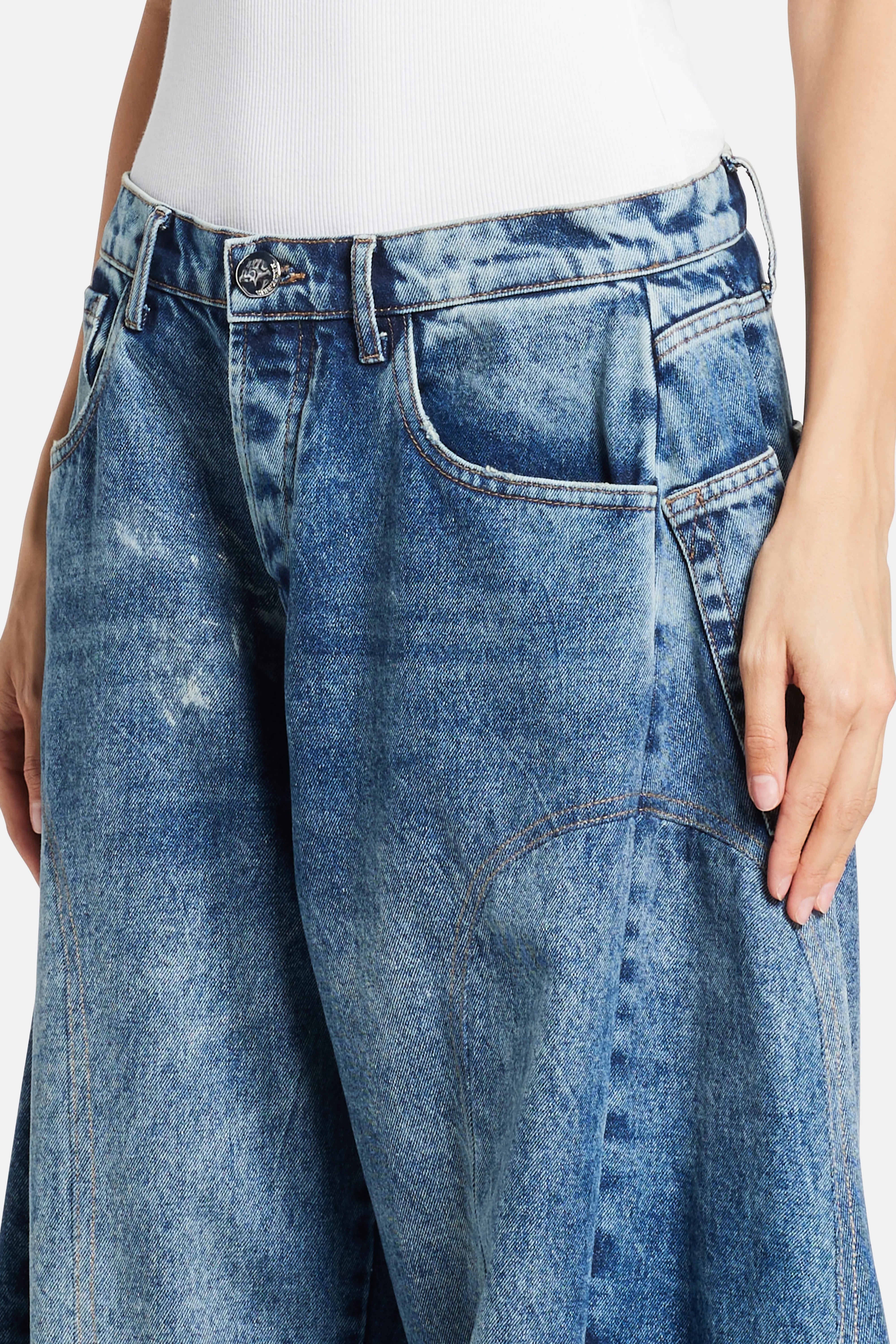 MK Signature Denim Cotton Pants in Blue