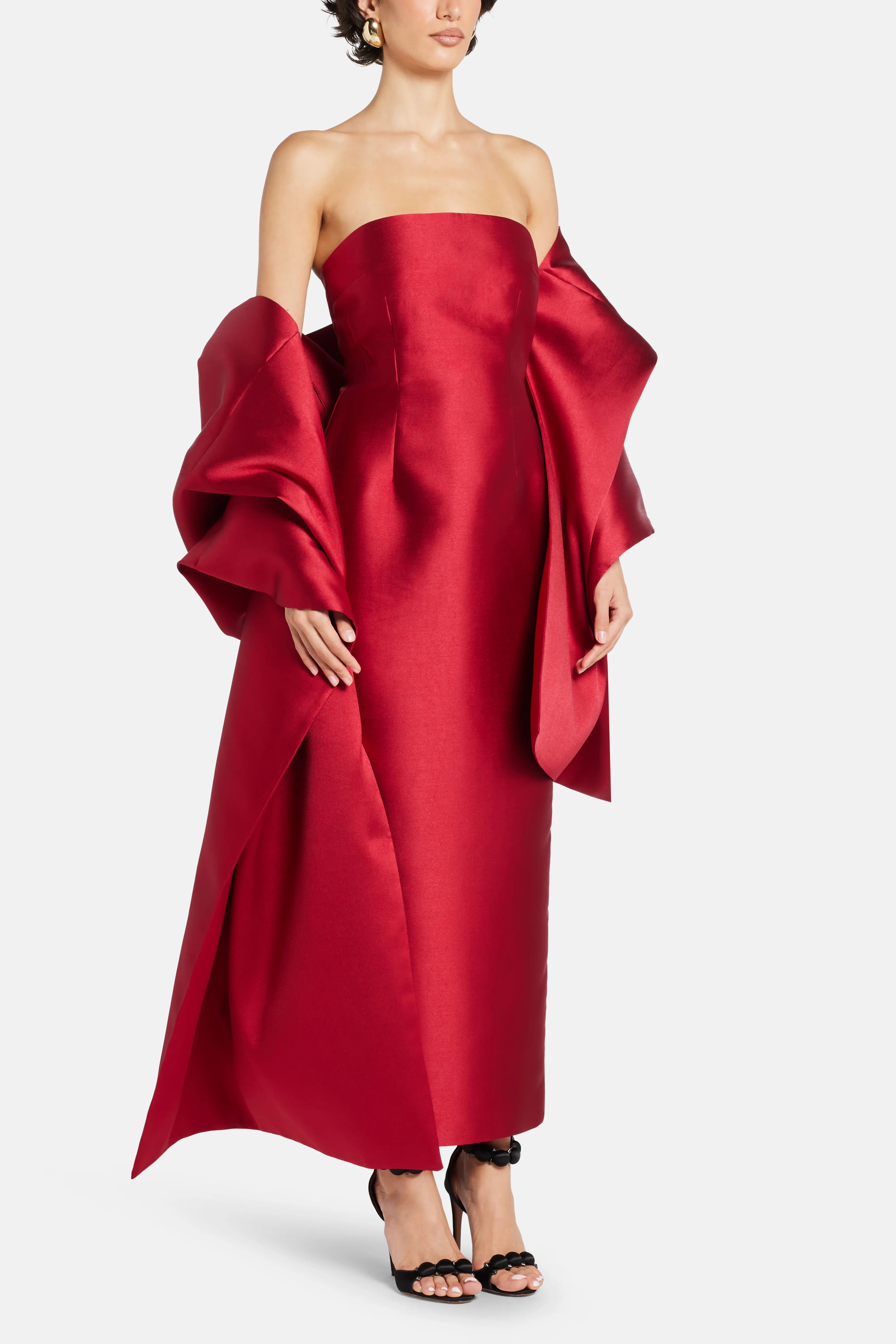 Renee Midaxi Evening Gown in Red With Cape