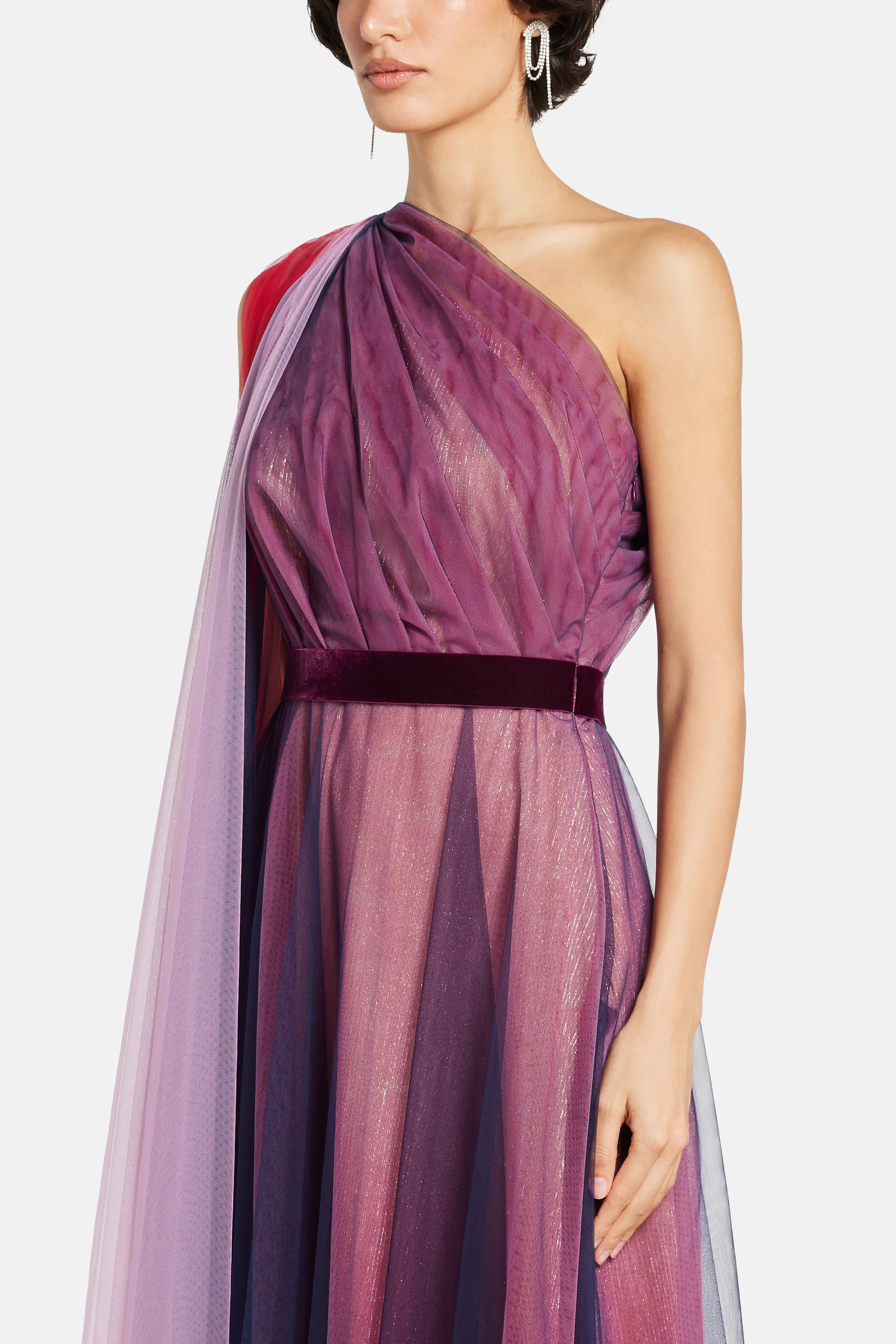 Tulle Midnight One Shoulder Evening Dress in Blue