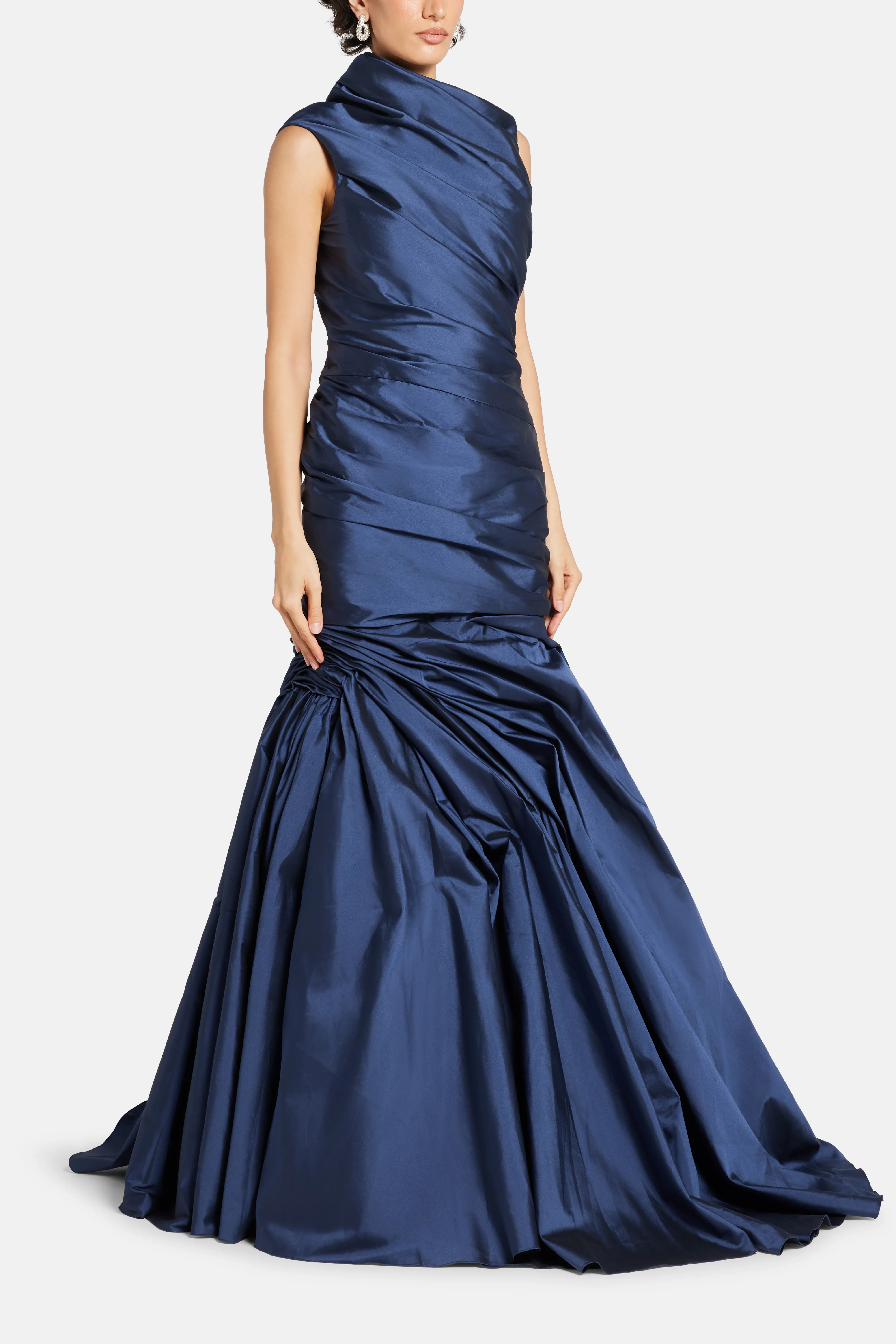 Sleeveless Fishtail Evening Gown in Blue