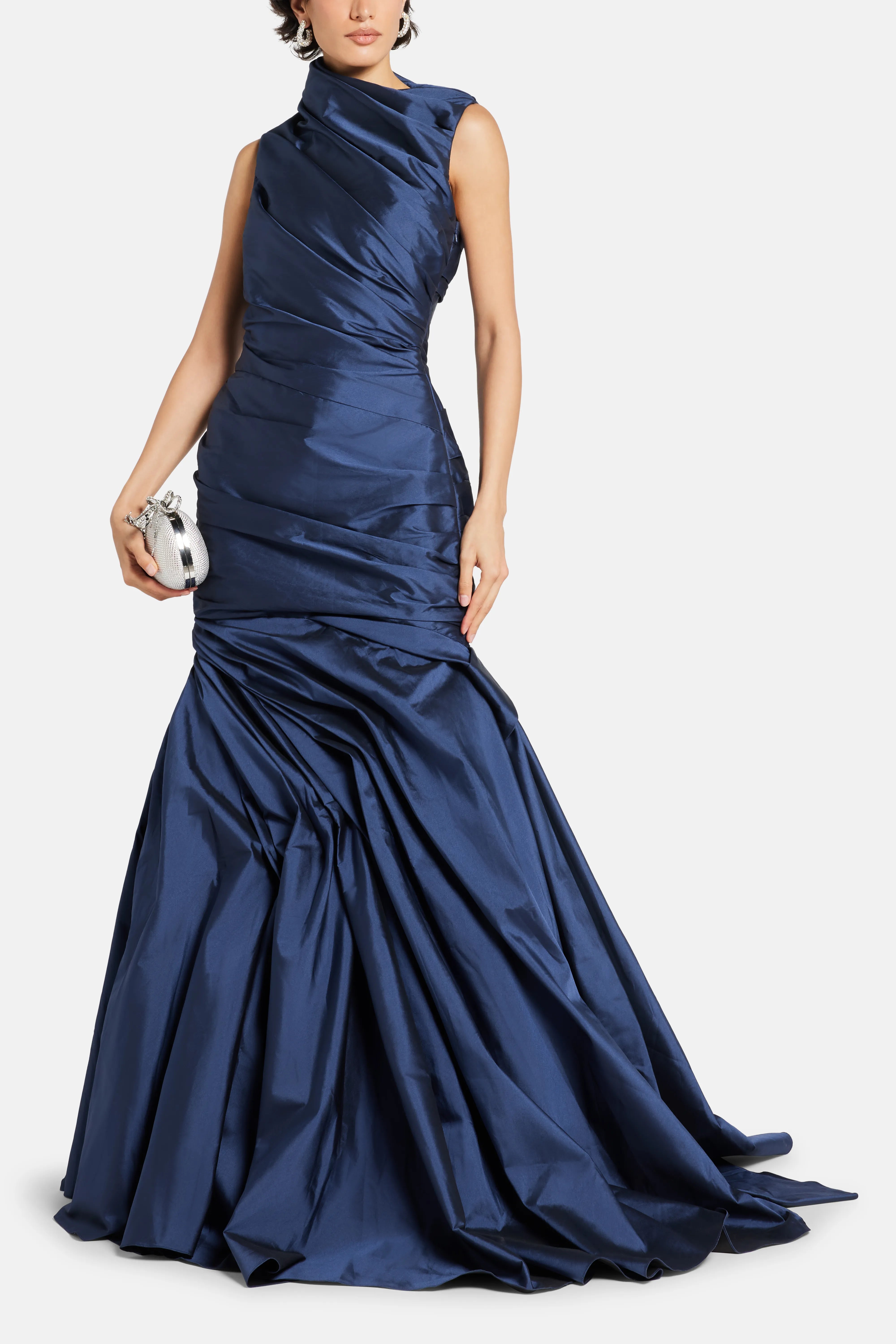 Sleeveless Fishtail Evening Gown in Blue