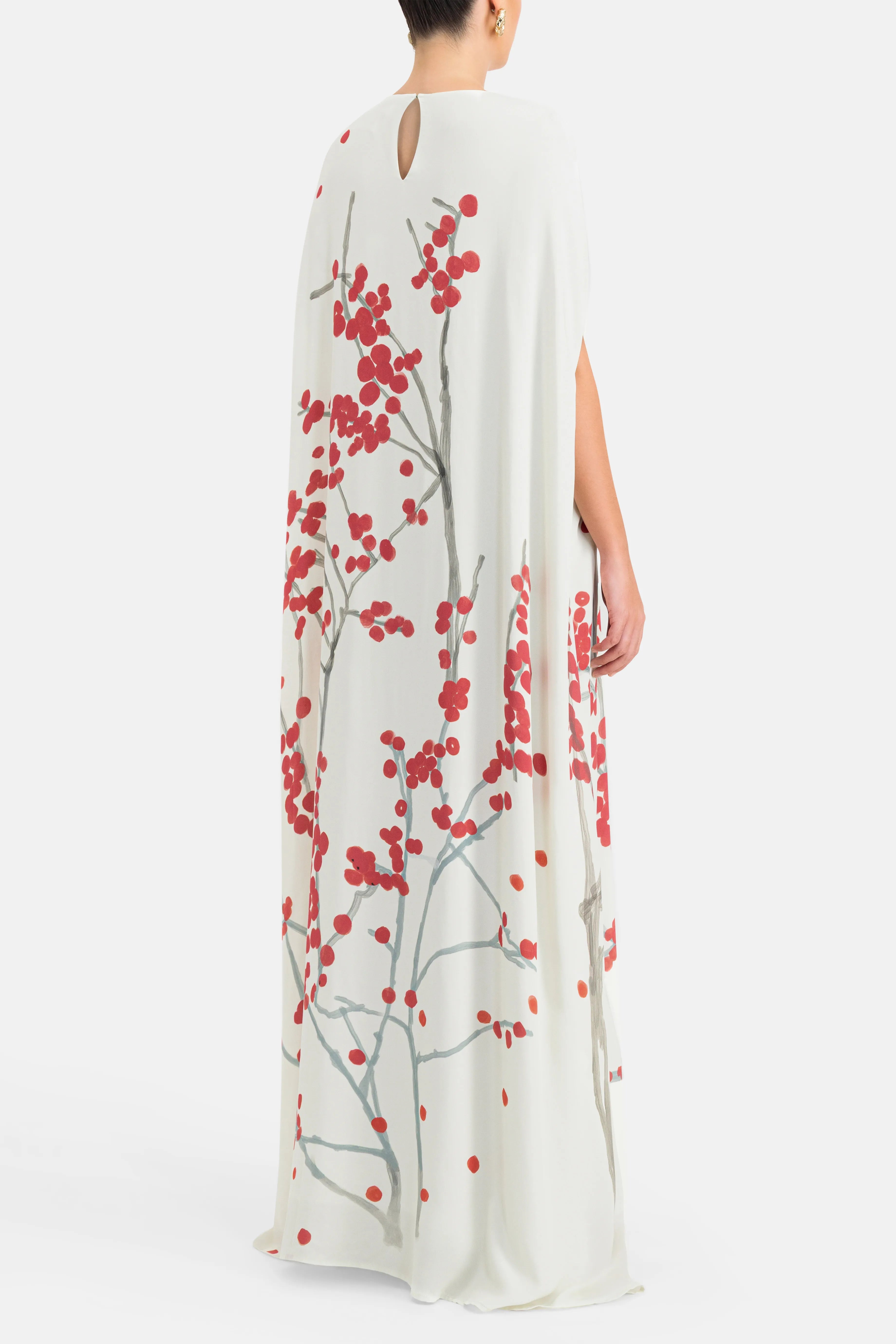 Eleonore Red Berry Print Maxi Dress in White