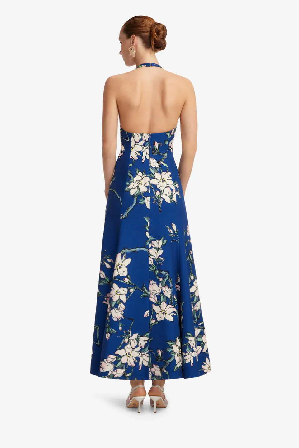Juliette Floral Halter Neck Maxi Dress in Blue