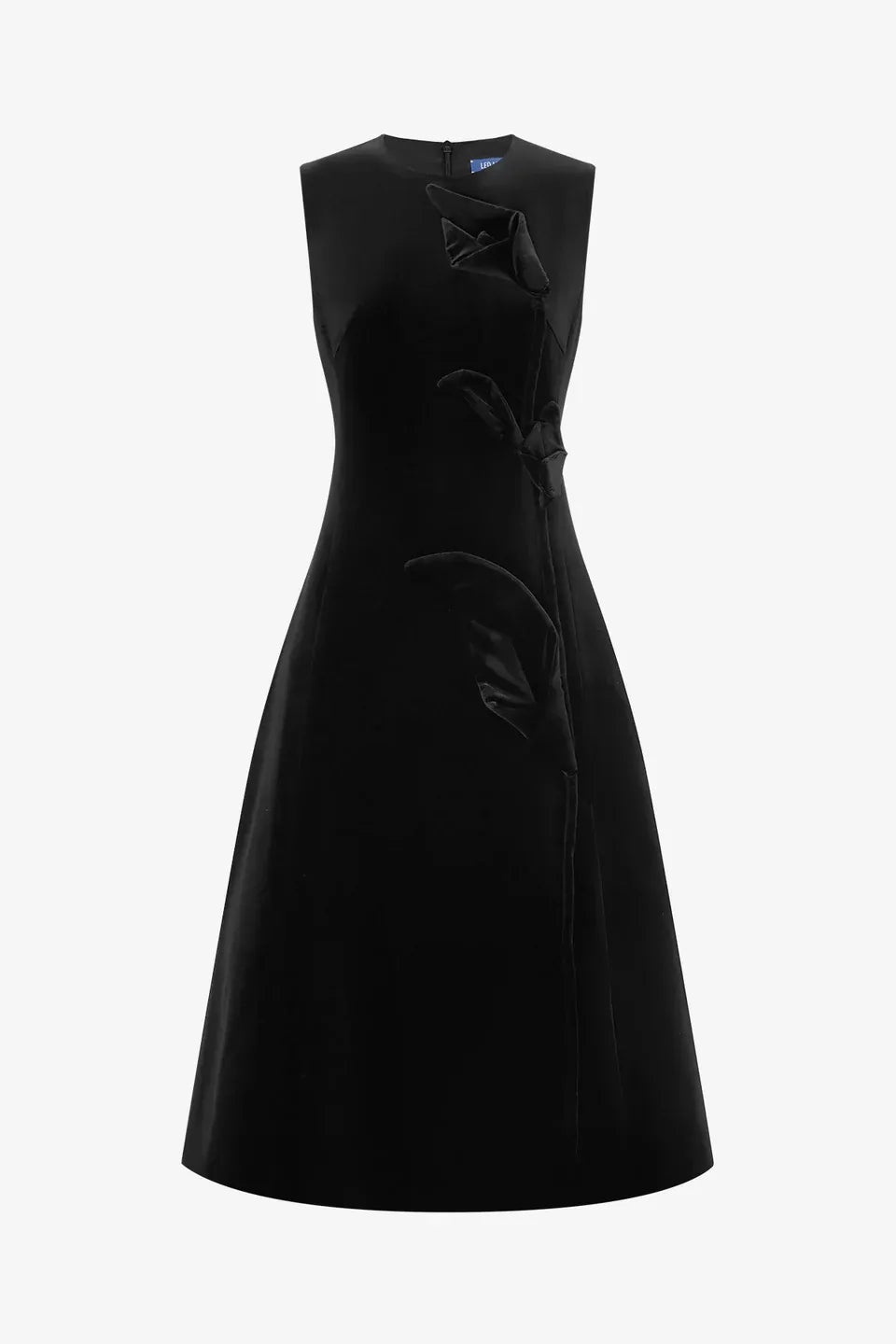 Cleo Velvet Sleeveless Midi Dress in Black