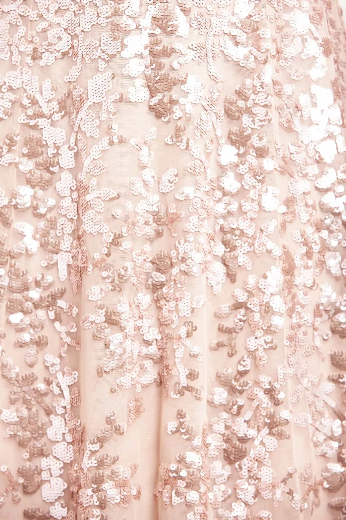 Rosanna Lattice Sequin Evening Dress in Beige