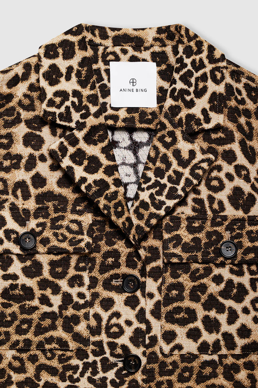 Flynn Leopard Print Cotton Jacket in Black