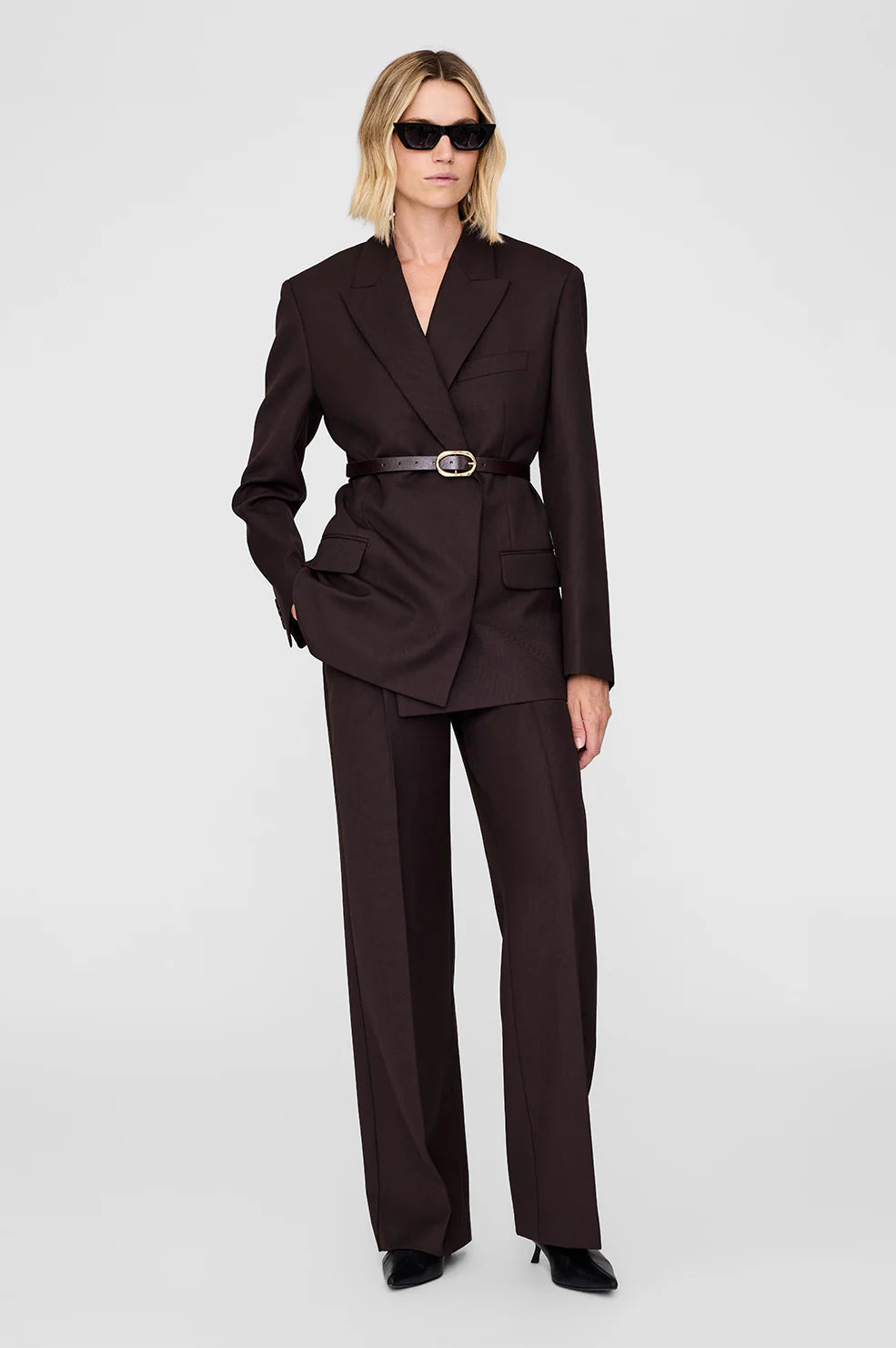 Signature Link Leather Belt in Brown with Gold