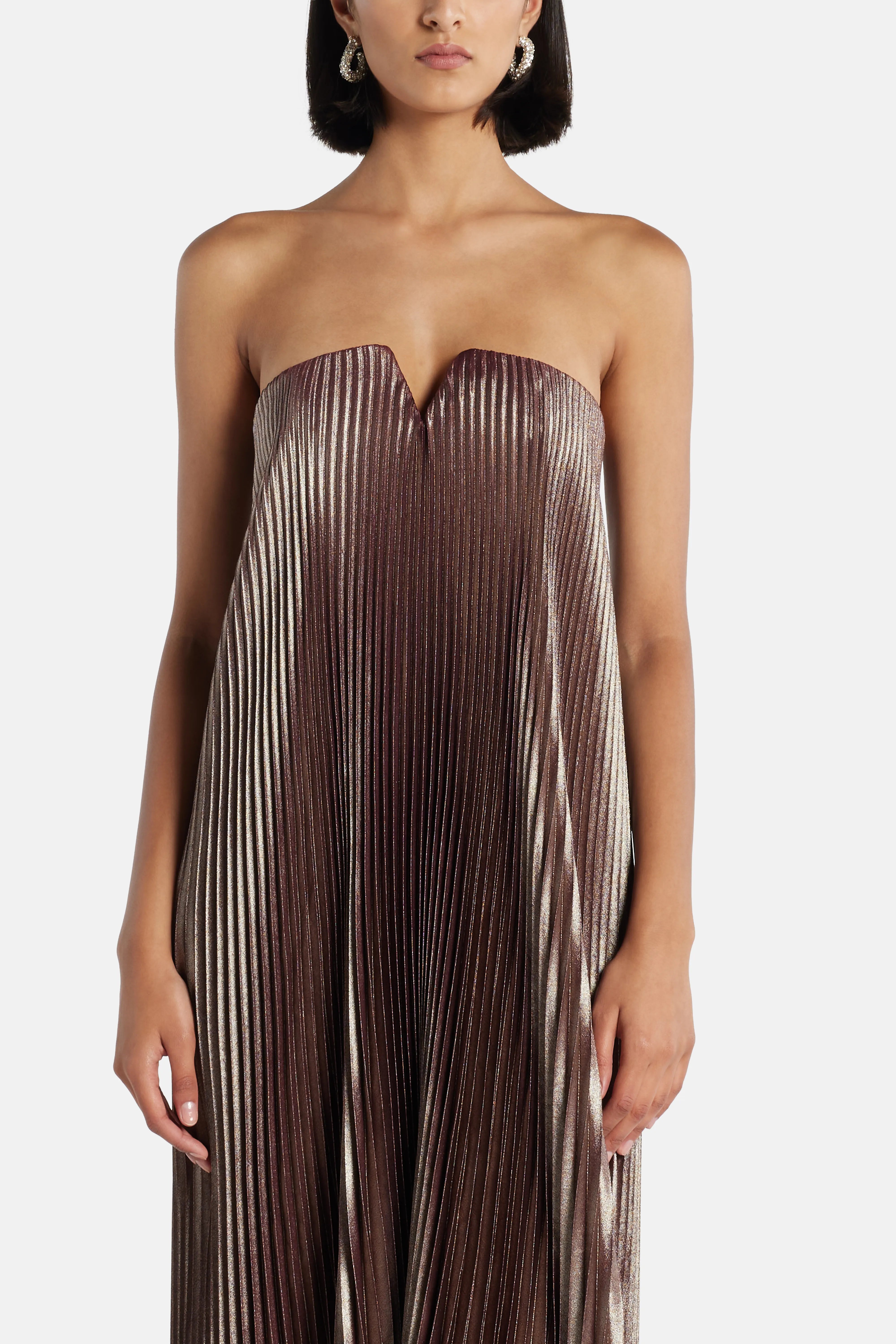 Black Tie Shimmer Off Shoulder Pleated Evening Dress in Silver