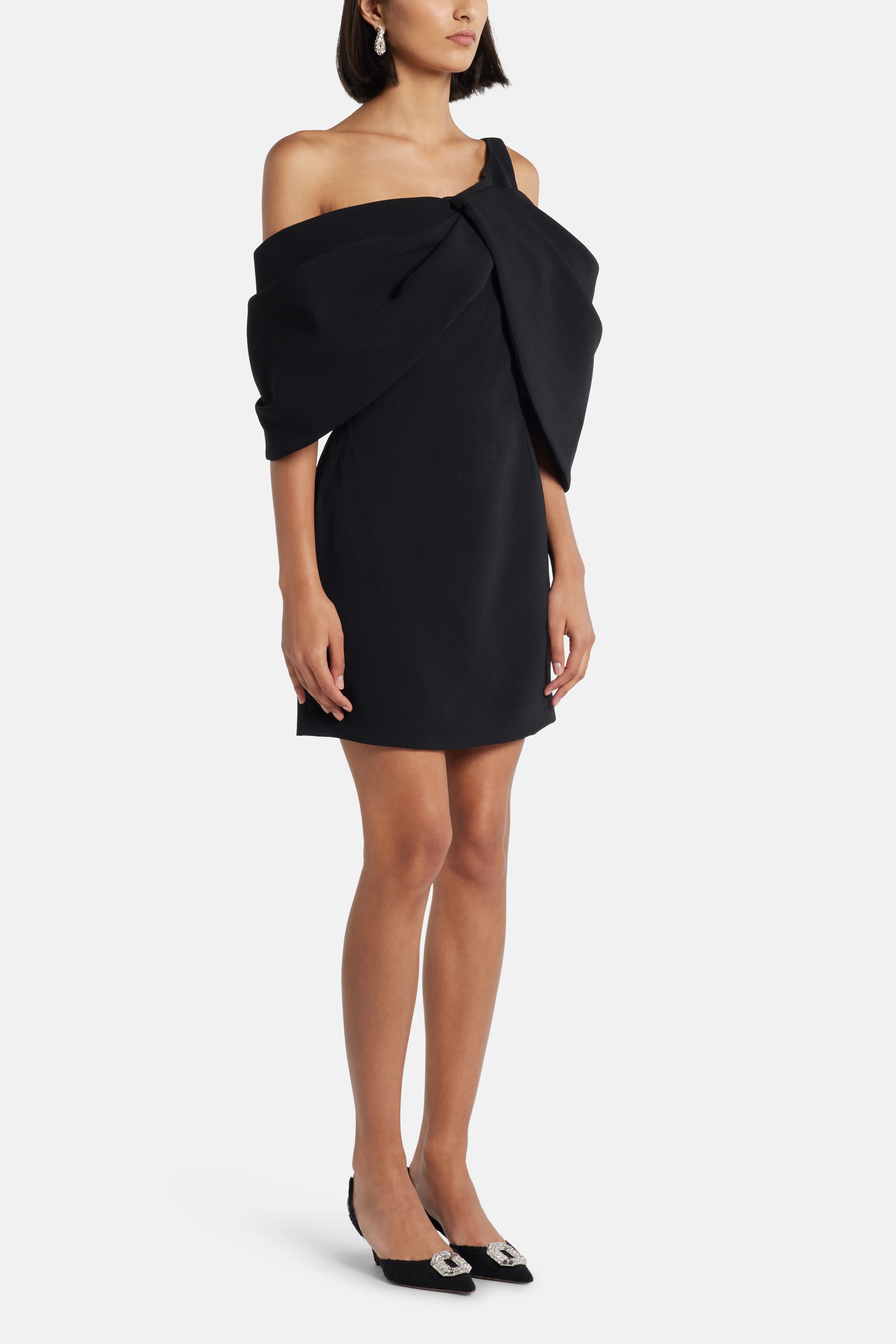 Thelma One Shoulder Mini Dress in Black