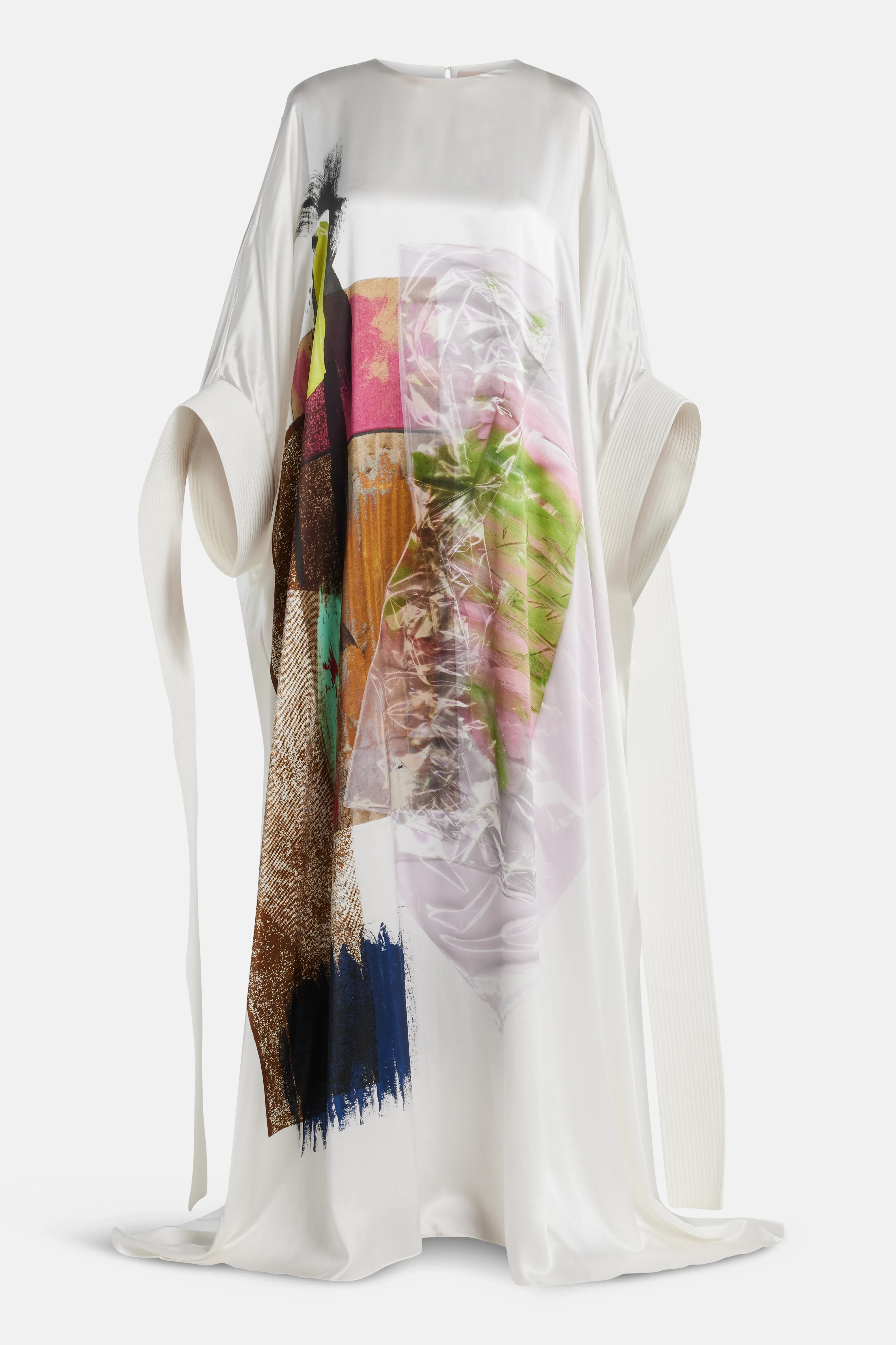 فستان إيفادين ماكسي من الحرير باللون الأبيض