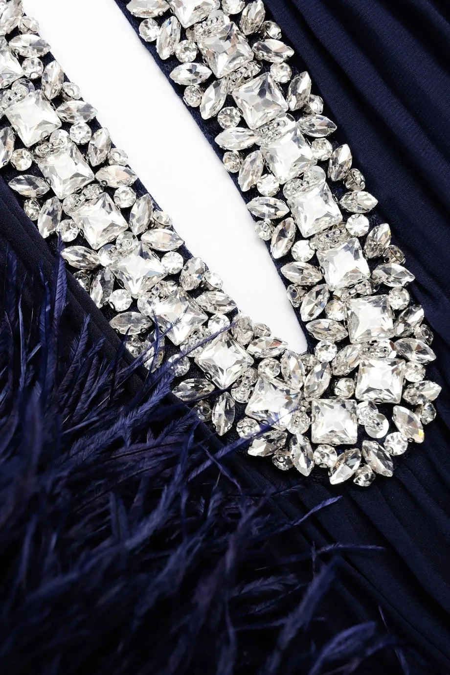 Chiffon Feather Evening Dress in Blue