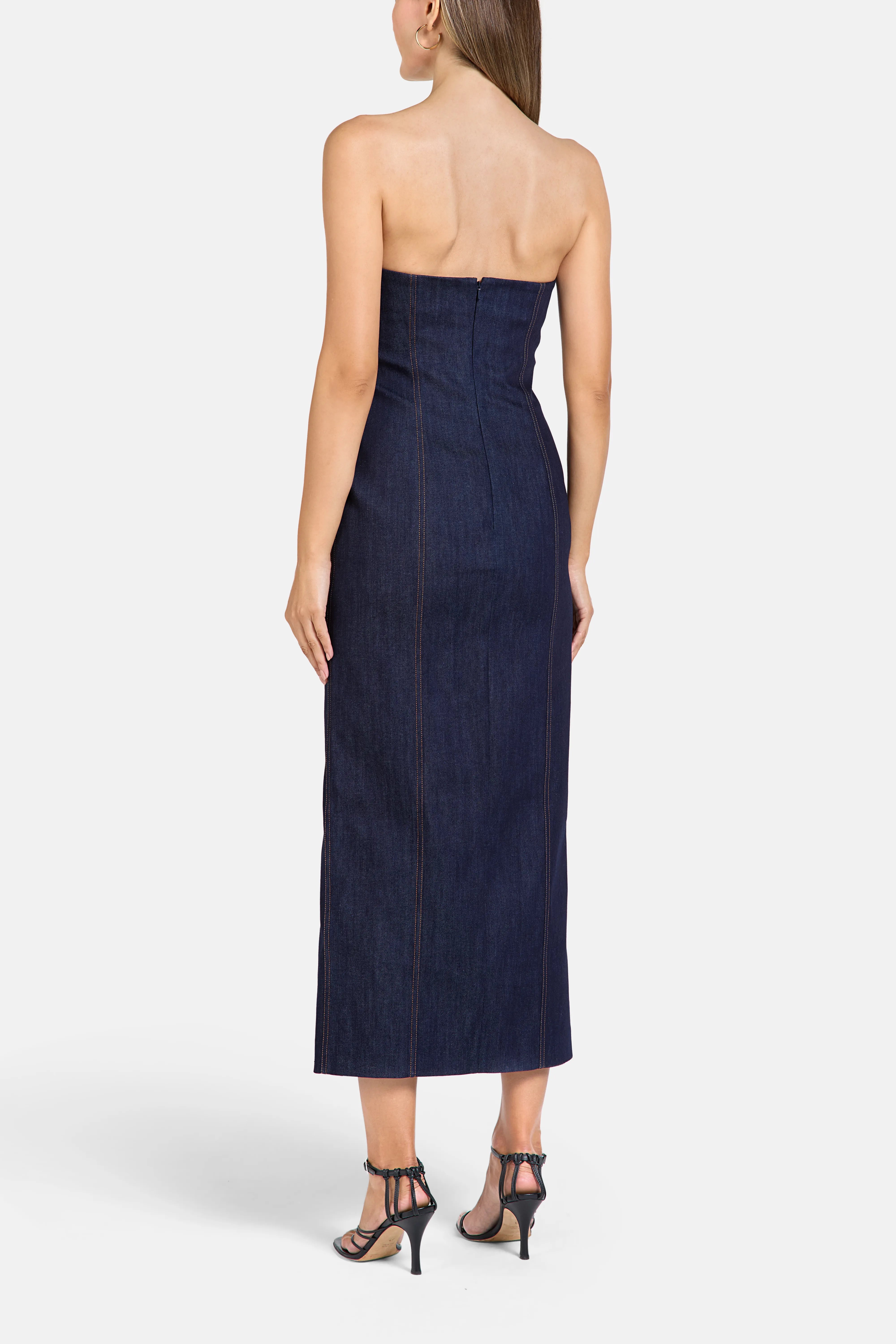 Gigi Denim Cotton Midi Dress in Blue