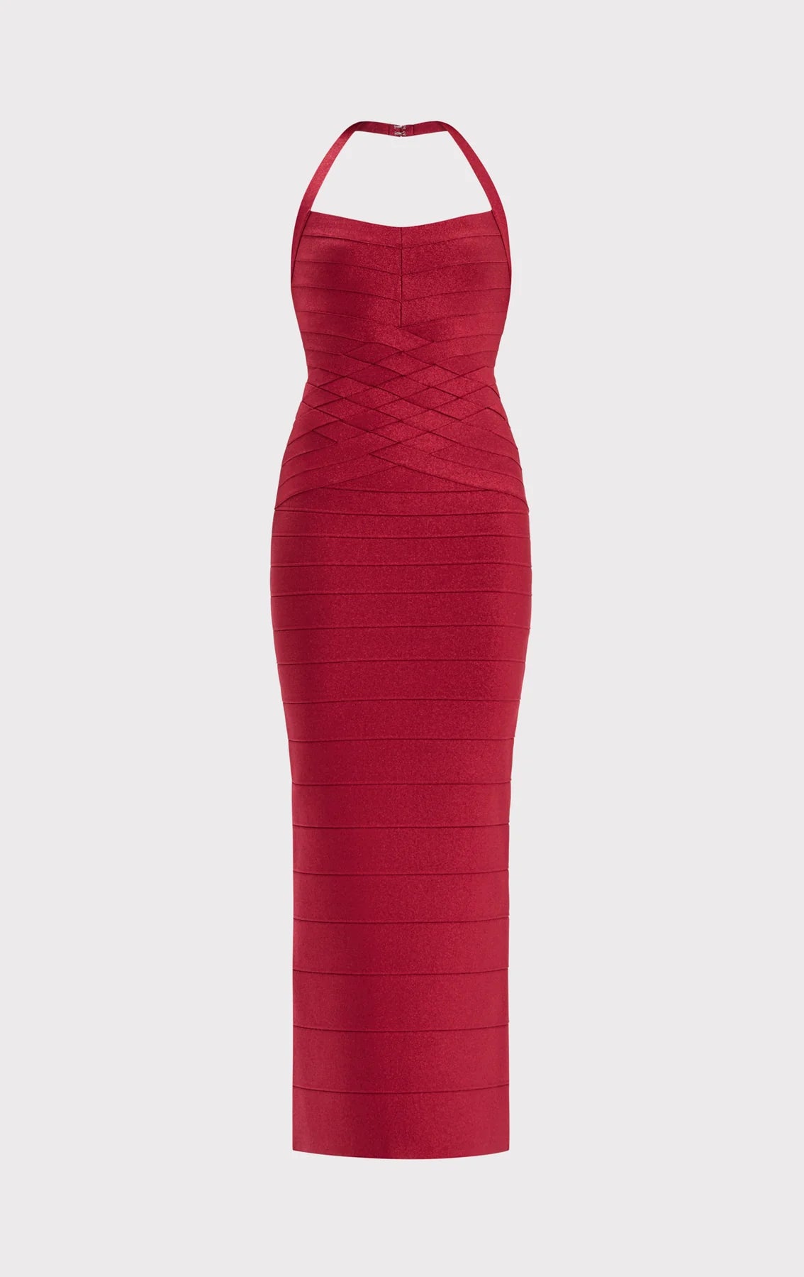 Maxine Sleeveless Bandage Knit Maxi Dress in Red