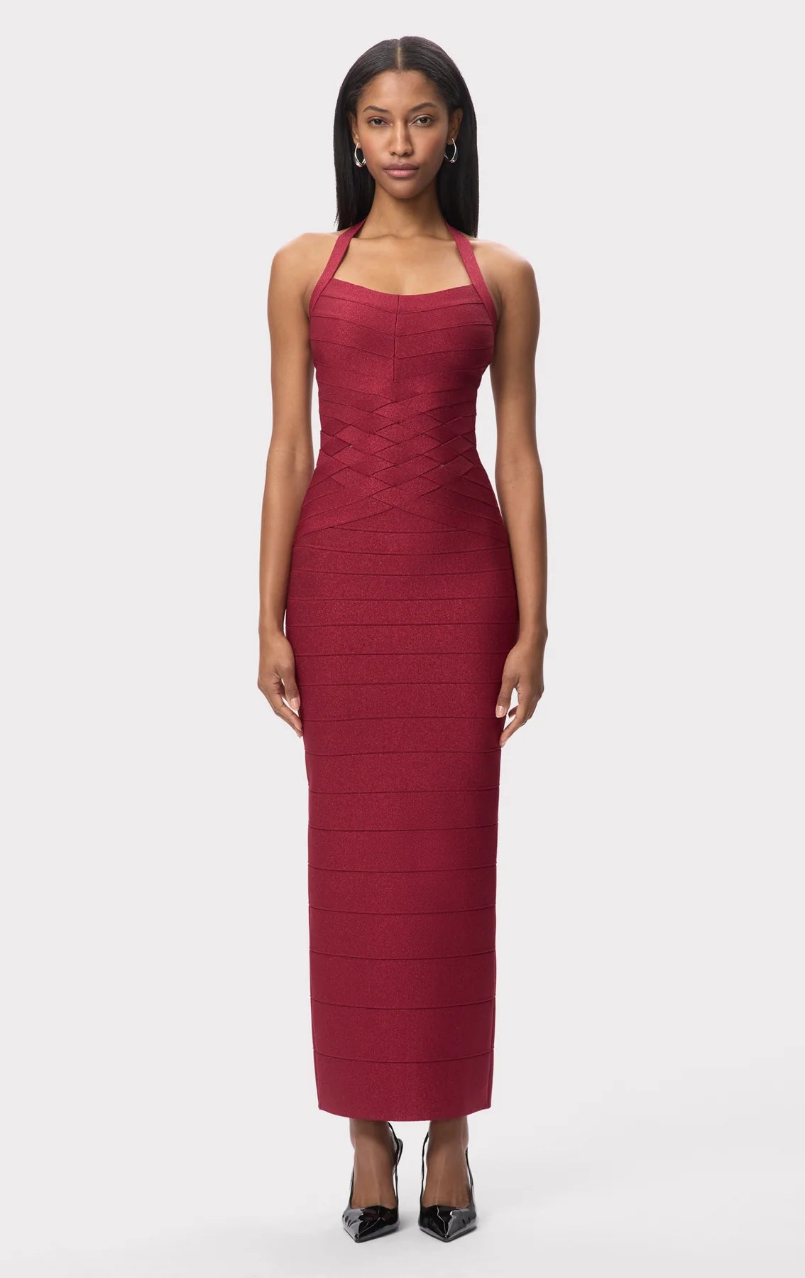 Maxine Sleeveless Bandage Knit Maxi Dress in Red
