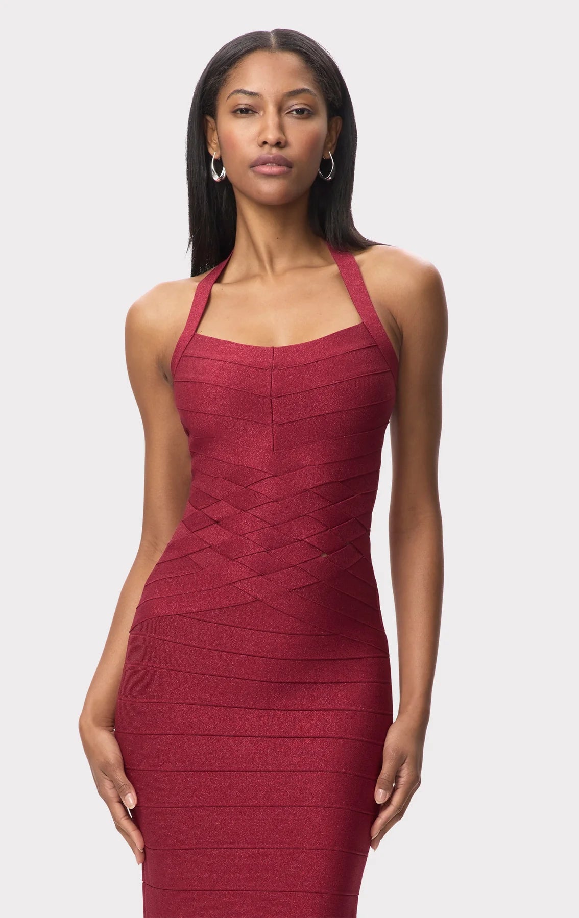 Maxine Sleeveless Bandage Knit Maxi Dress in Red