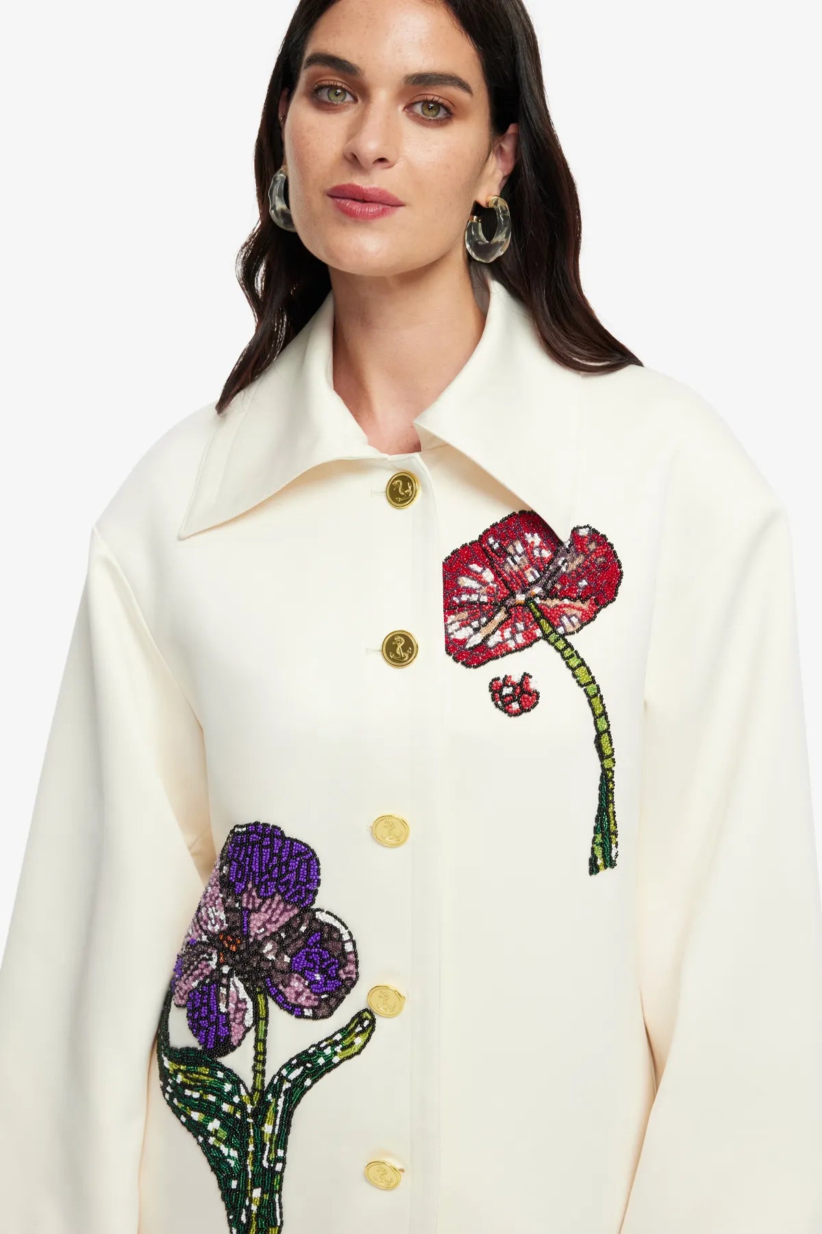 Leyna Wildflowers Embellished Jacket in White