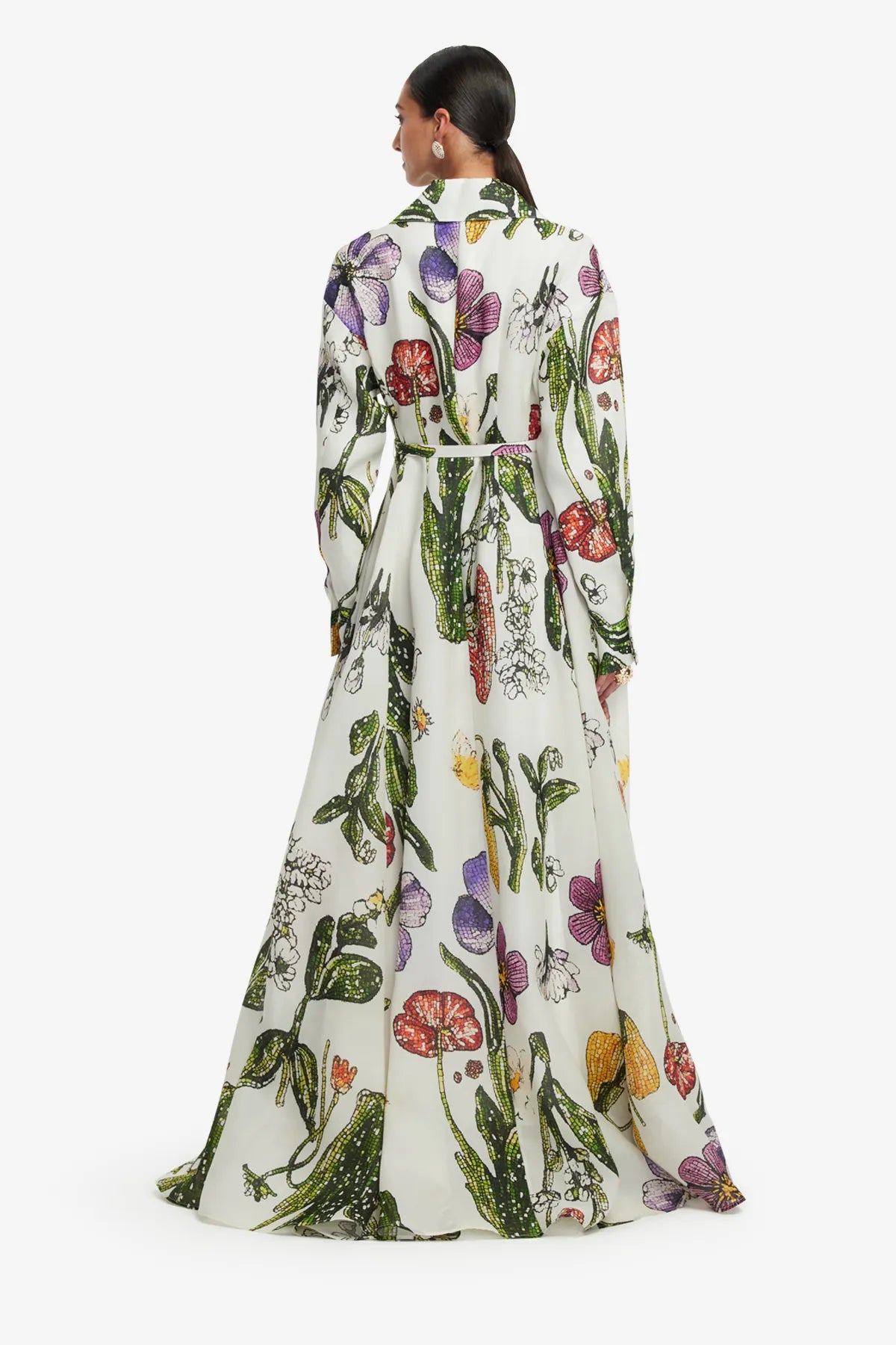 Josephine Beaded Wildflowers Floral Silk Maxi Dress in White