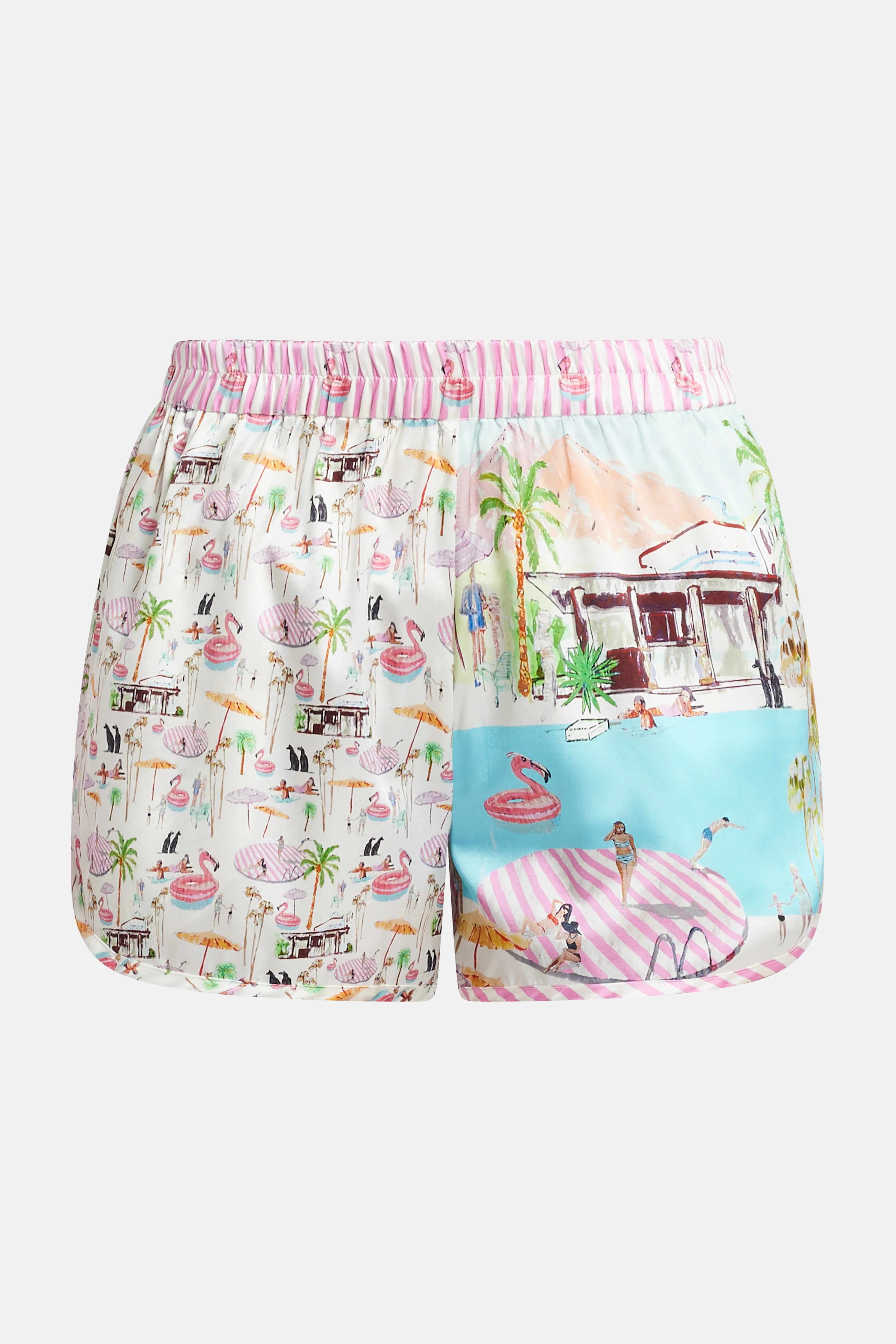 Flamingo Club Silk Shorts in Pink