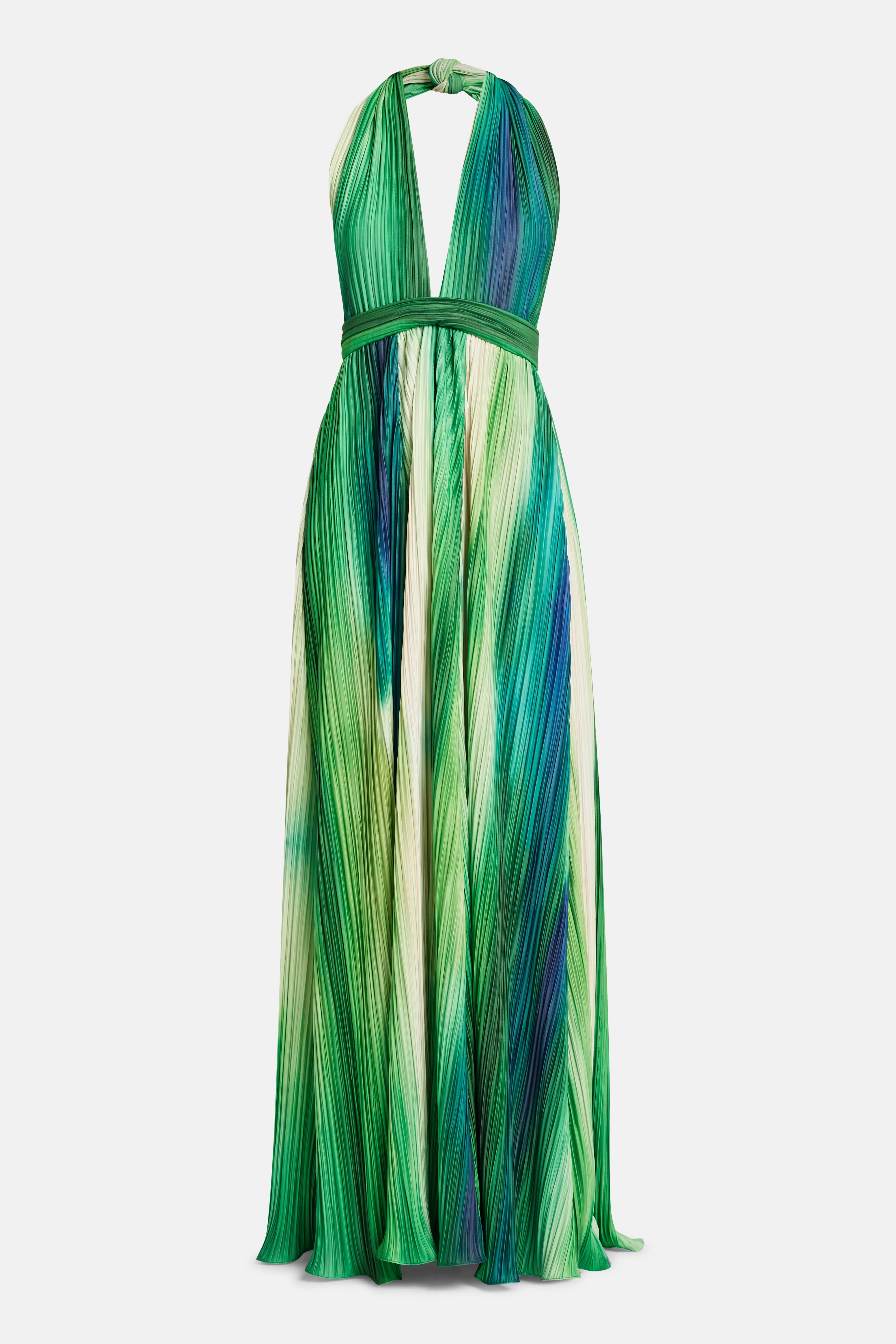Afluente V-Neck Sleeveless Maxi Dress in Green