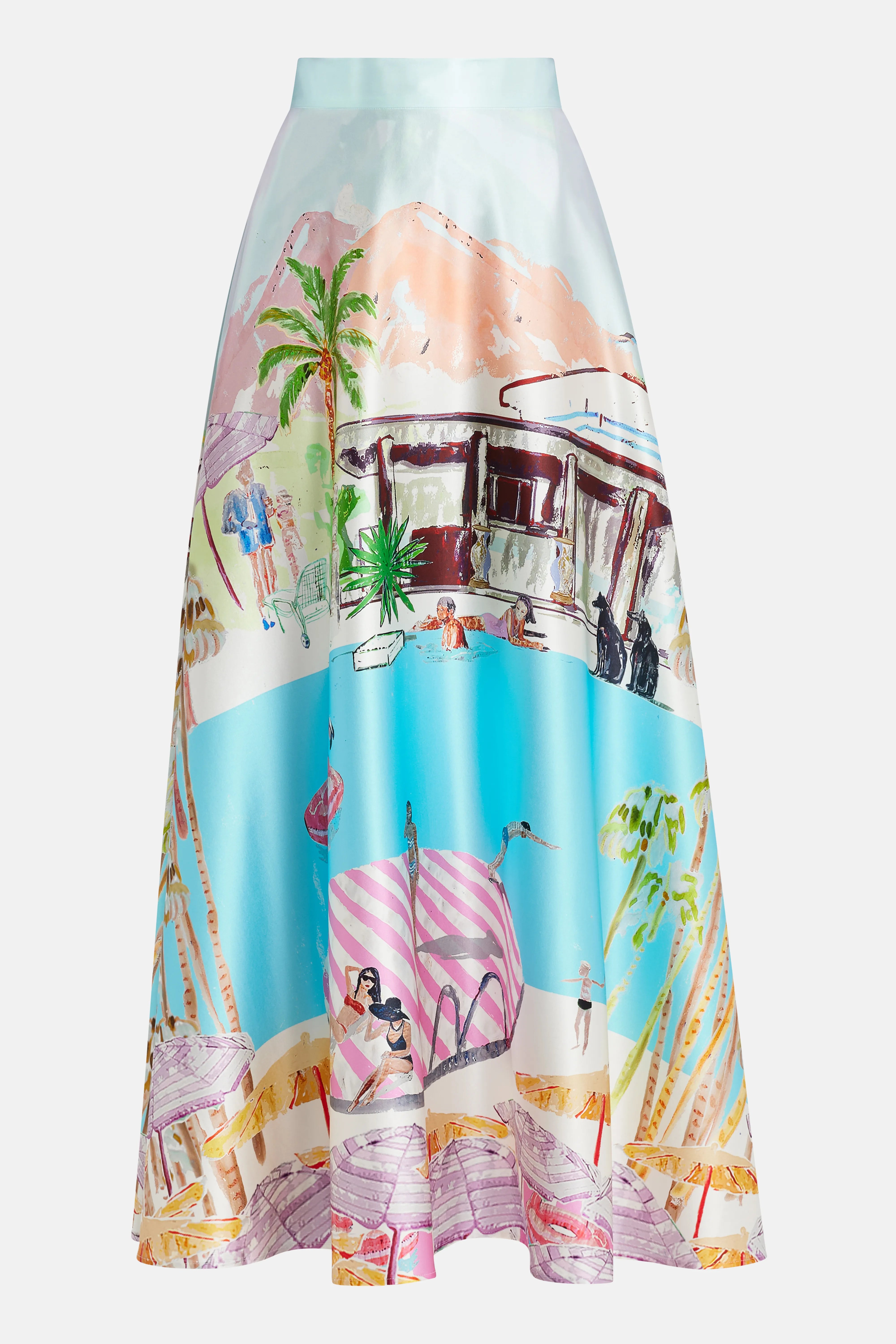 Flamingo Club Silk Maxi Skirt in Pink