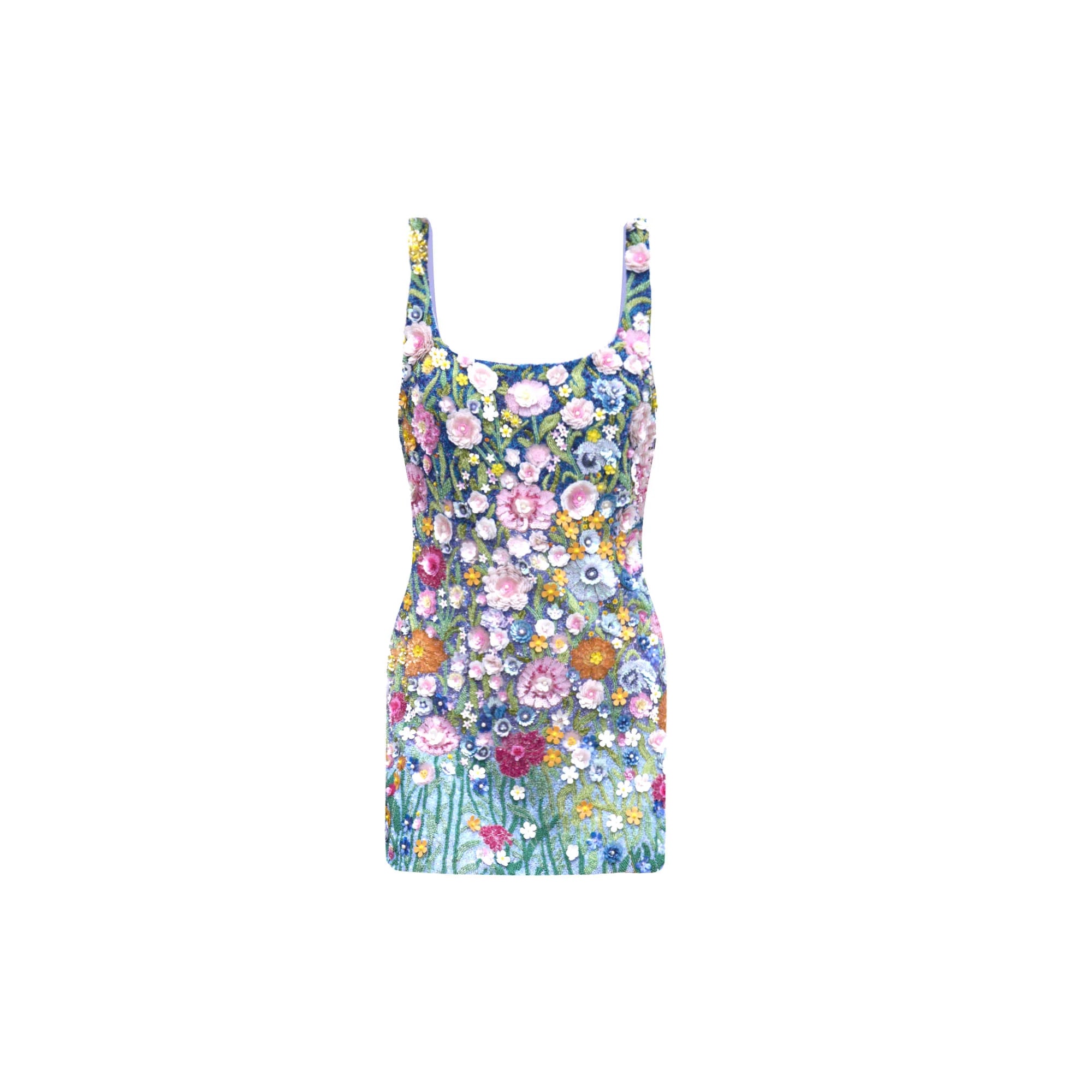 Gustav Klimt Garden Sleeveless Mini Dress In Blue