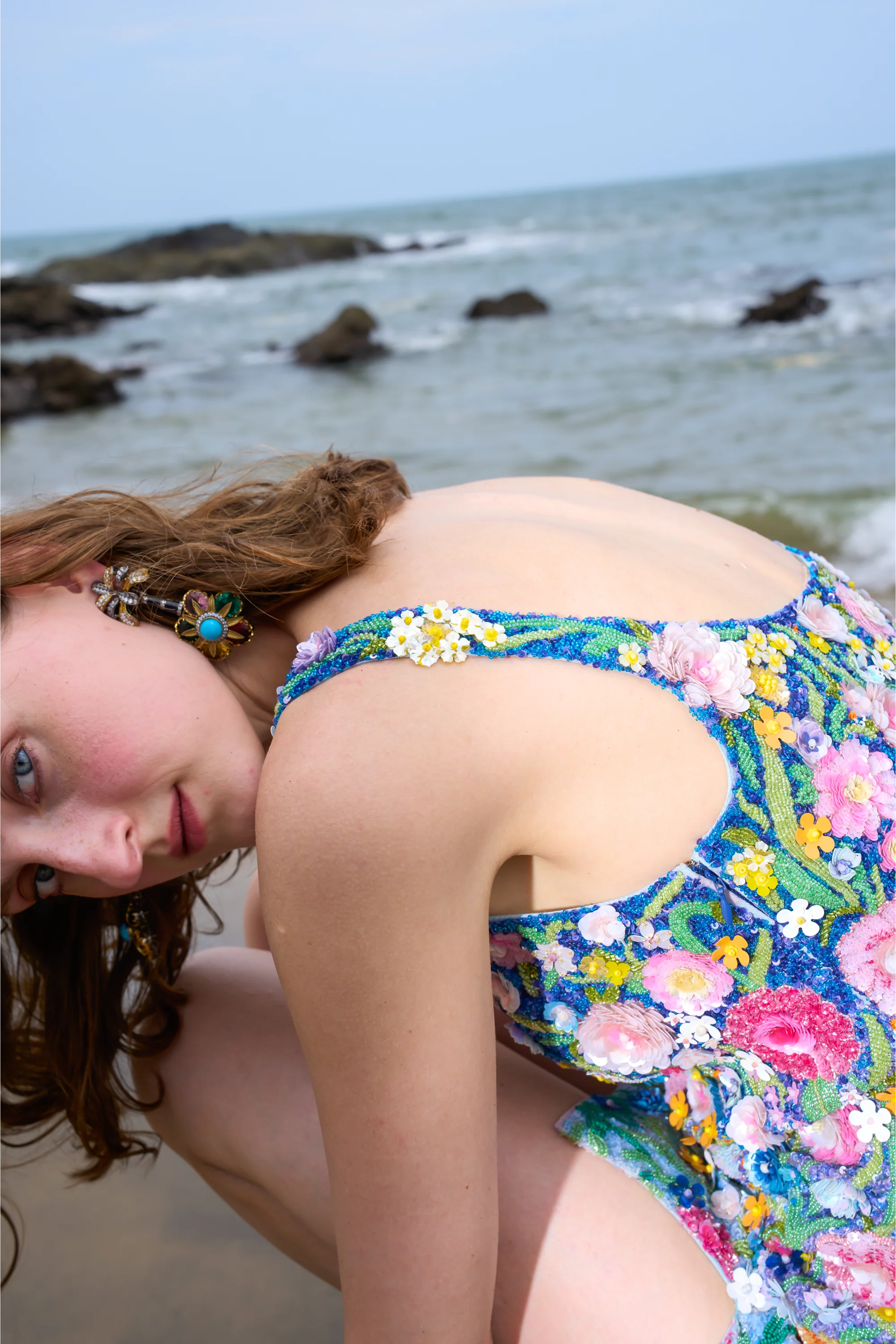 Gustav Klimt Garden Sleeveless Mini Dress In Blue