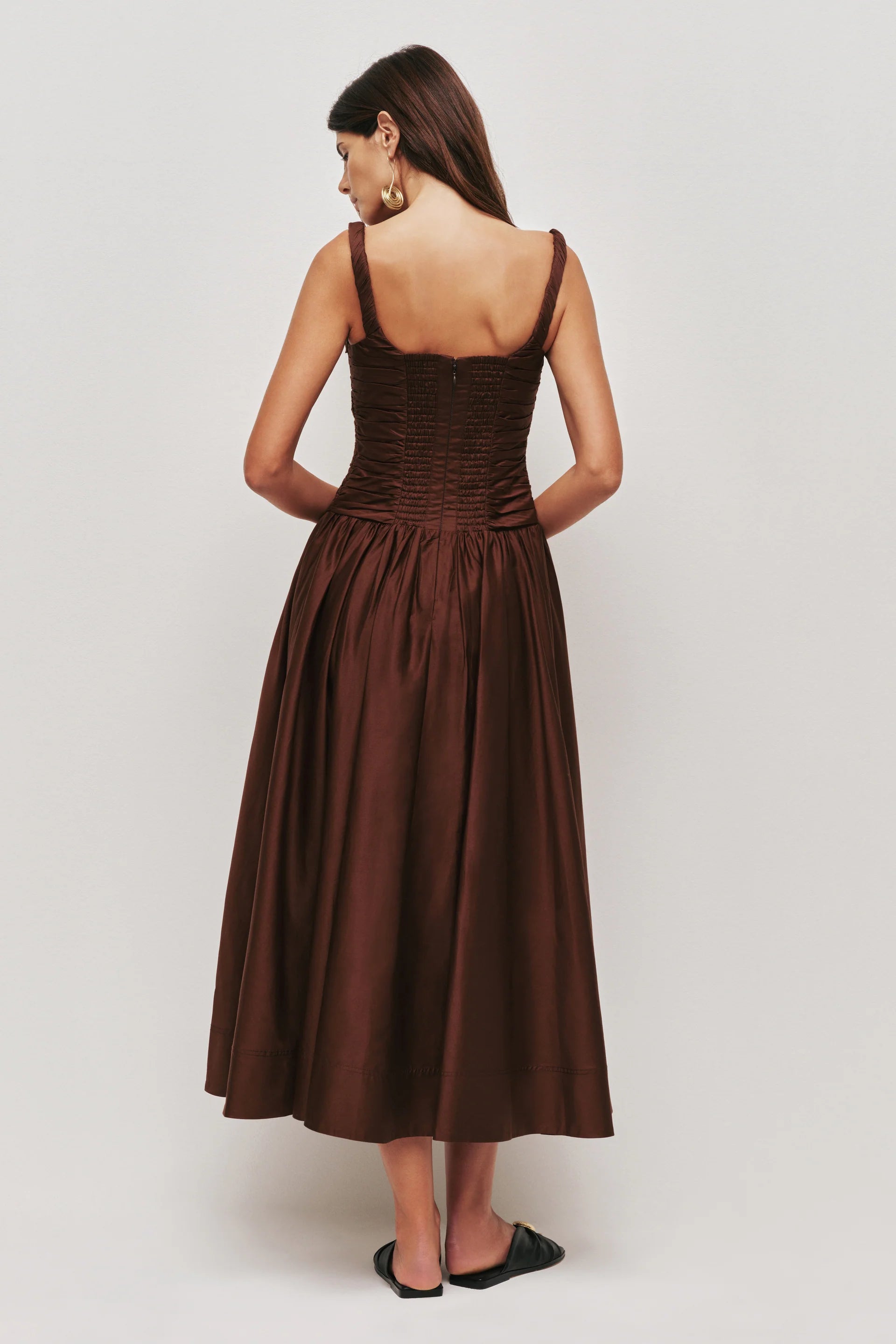 Star Sleeveless Midi Dress Brown