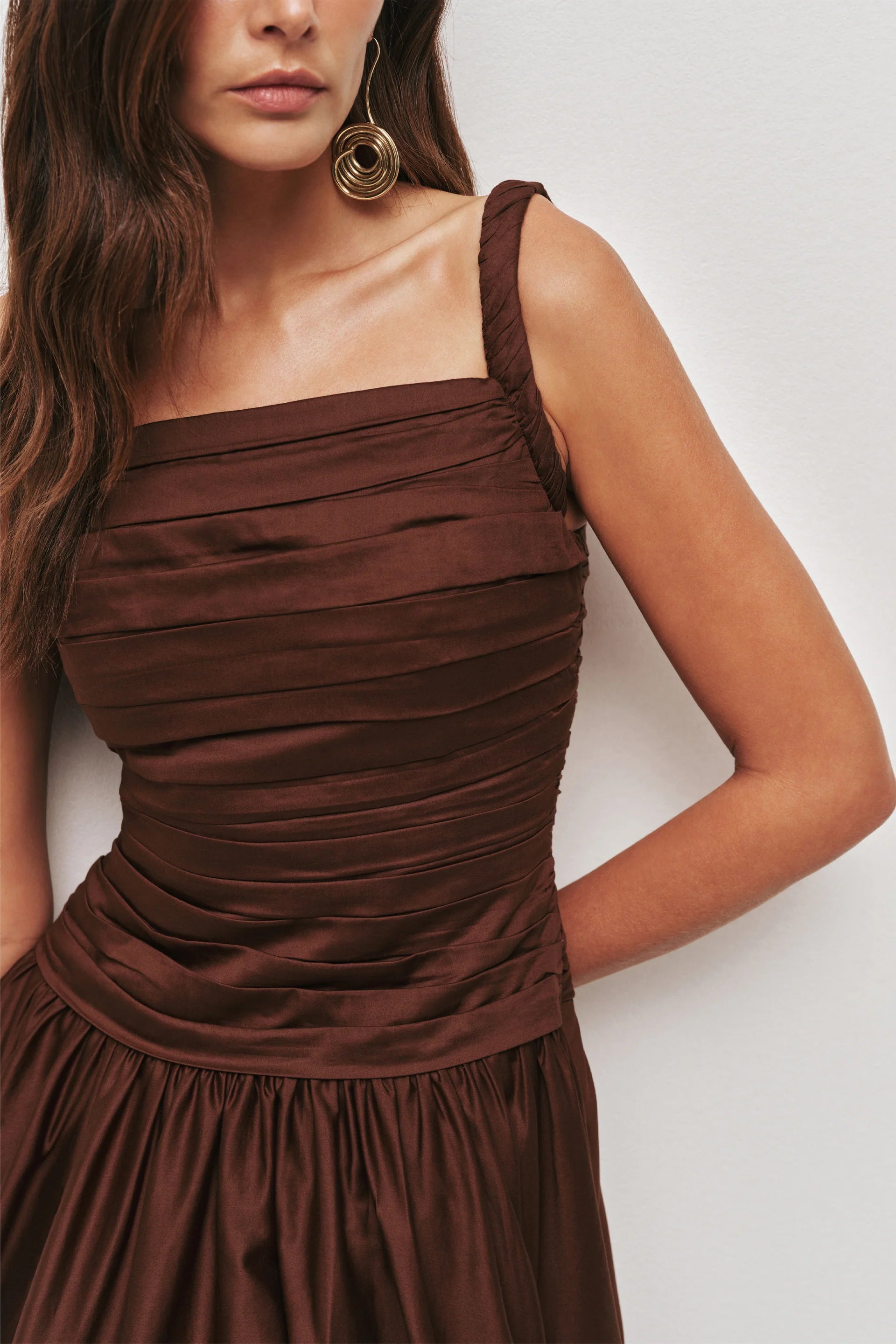 Star Sleeveless Midi Dress Brown
