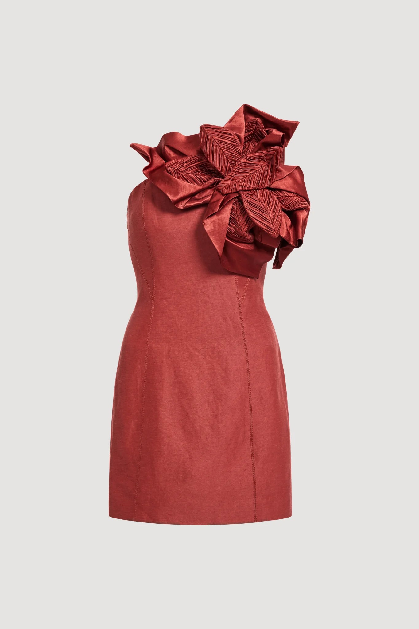 Isla Floral Applique Mini Dress In Brown
