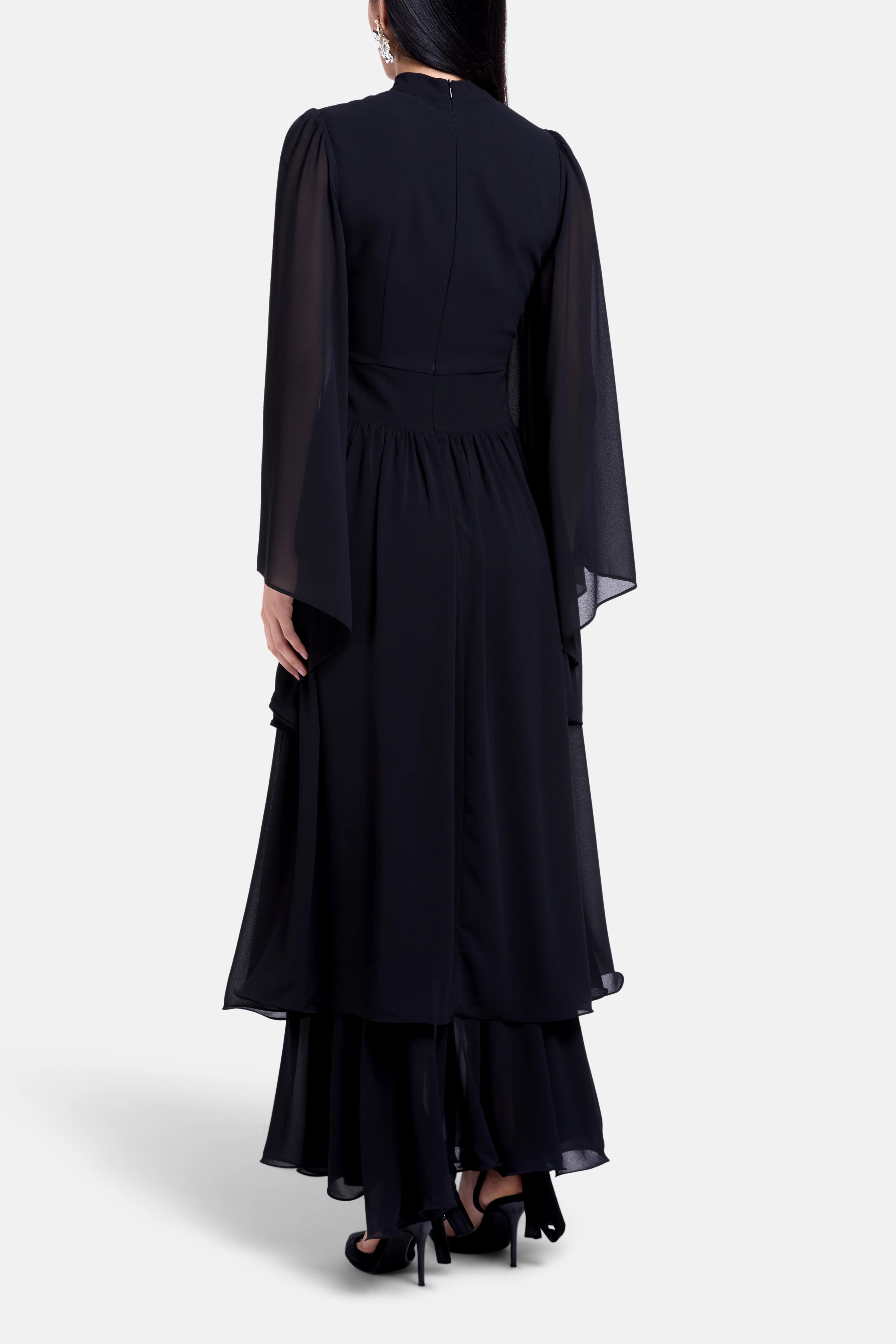 Emilia Ruffles Maxi Dress in Black