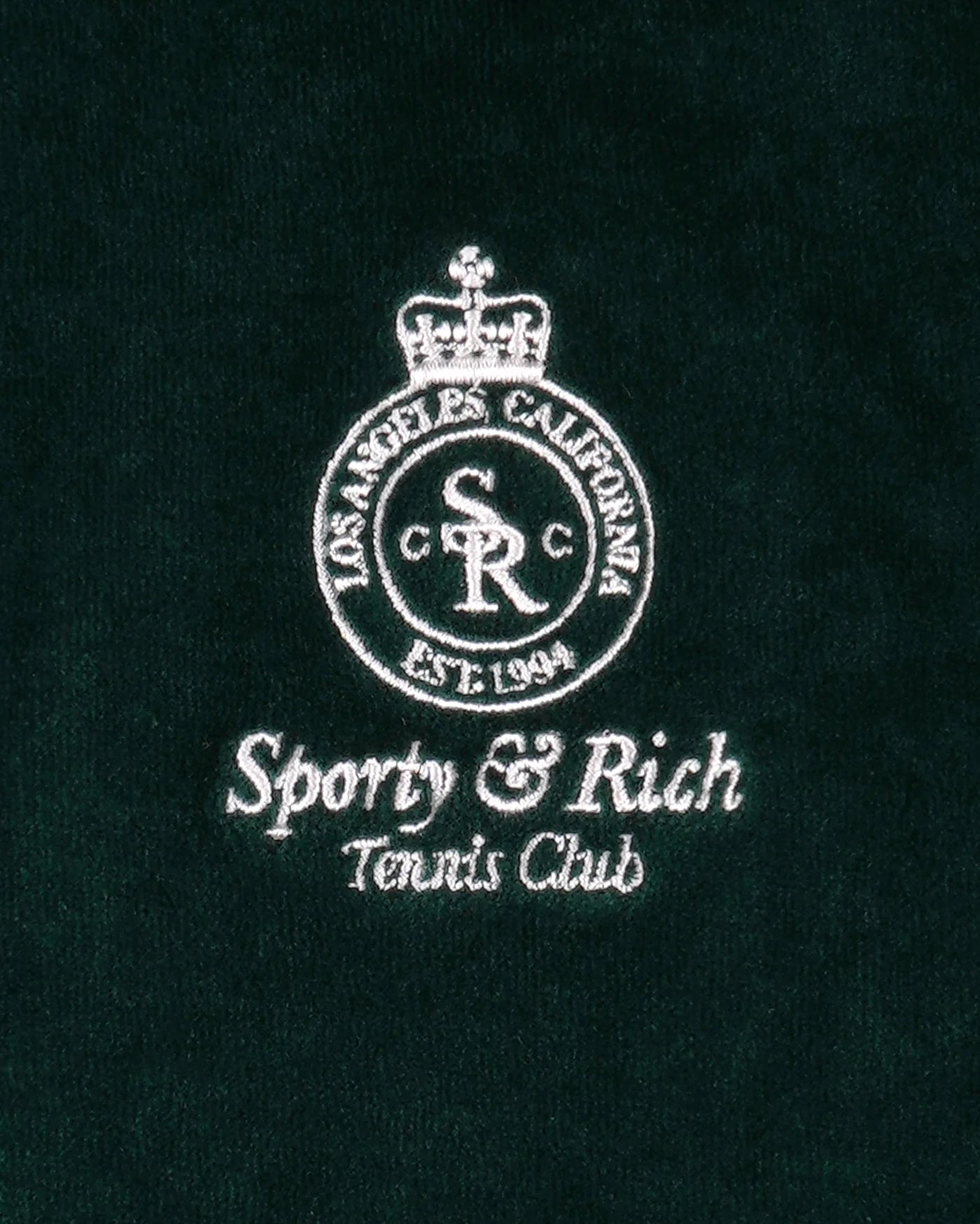 Crown Tennis Velour LS Cotton Polo T-Shirt in Green