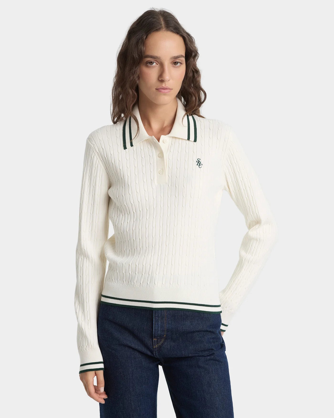 SRC Cable LS Polo T-Shirt in Beige
