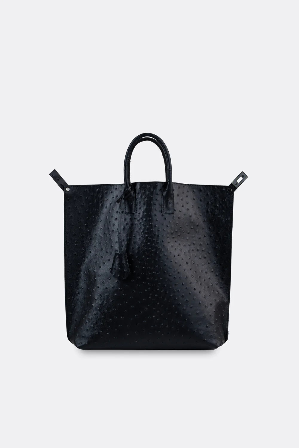 Closer Embossed Ostrich Leather Backpack in Black