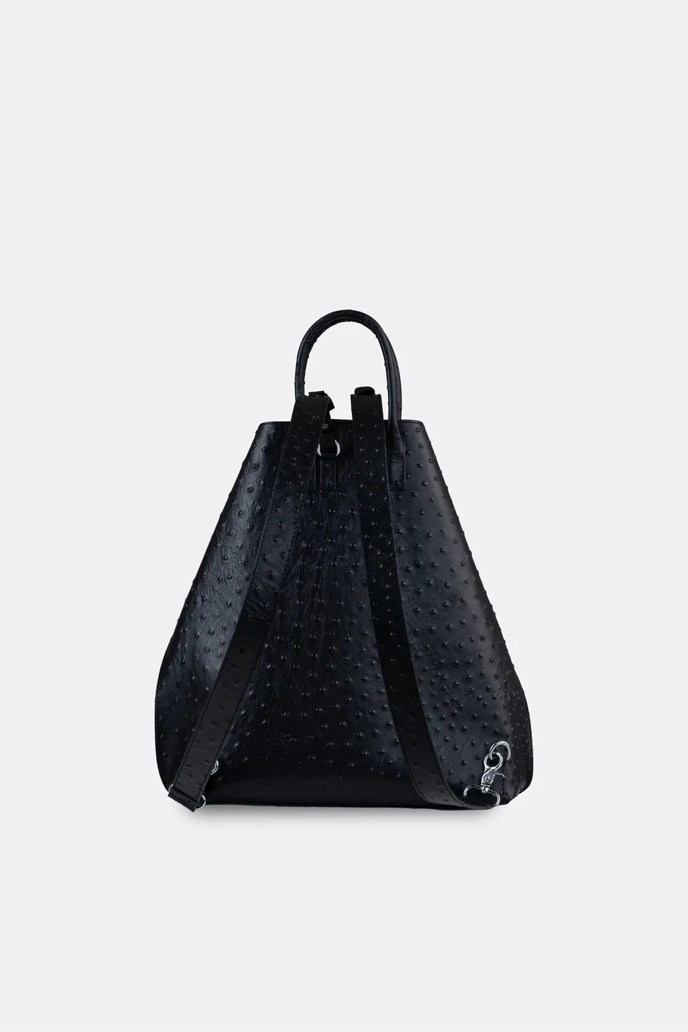 Closer Embossed Ostrich Leather Backpack in Black