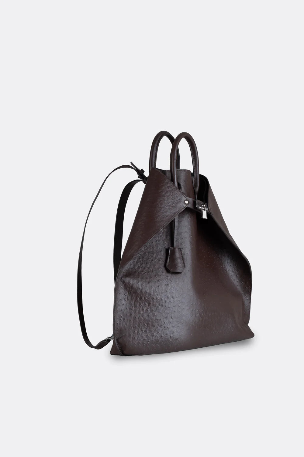 Closer Embossed Ostrich Leather Backpack in Brown