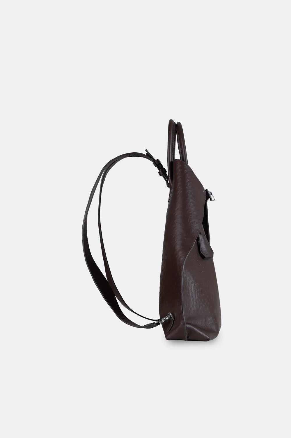 Closer Embossed Ostrich Leather Backpack in Brown