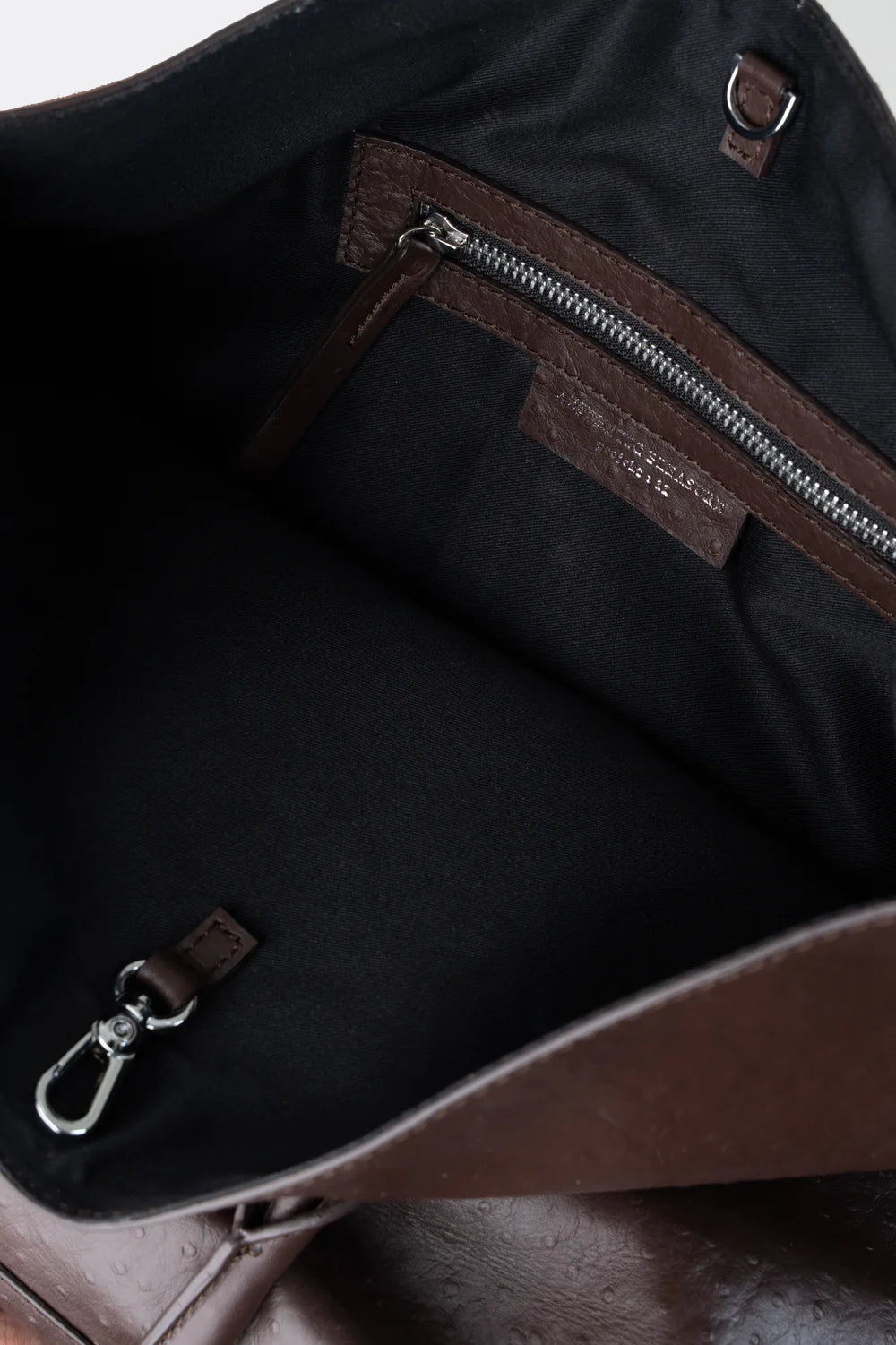 Closer Embossed Ostrich Leather Backpack in Brown