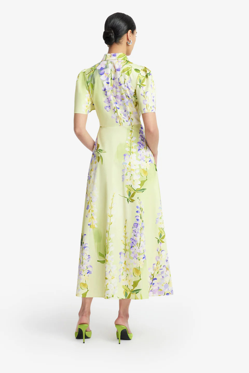 Bianca Cotton Floral Midi Dress in Green