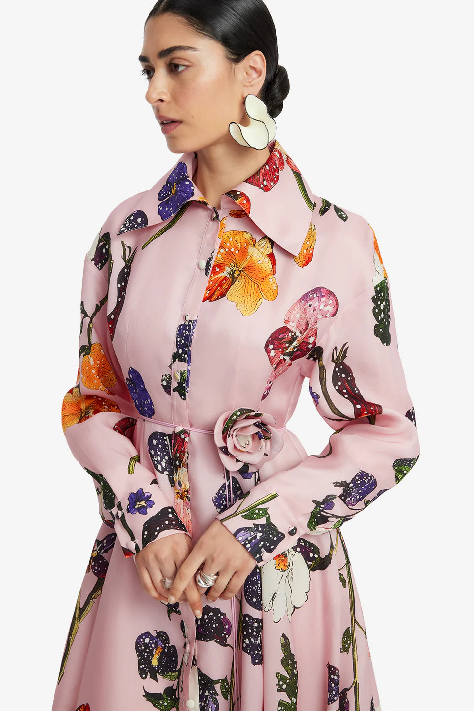 Josephine Silk Floral Maxi Dress in Pink