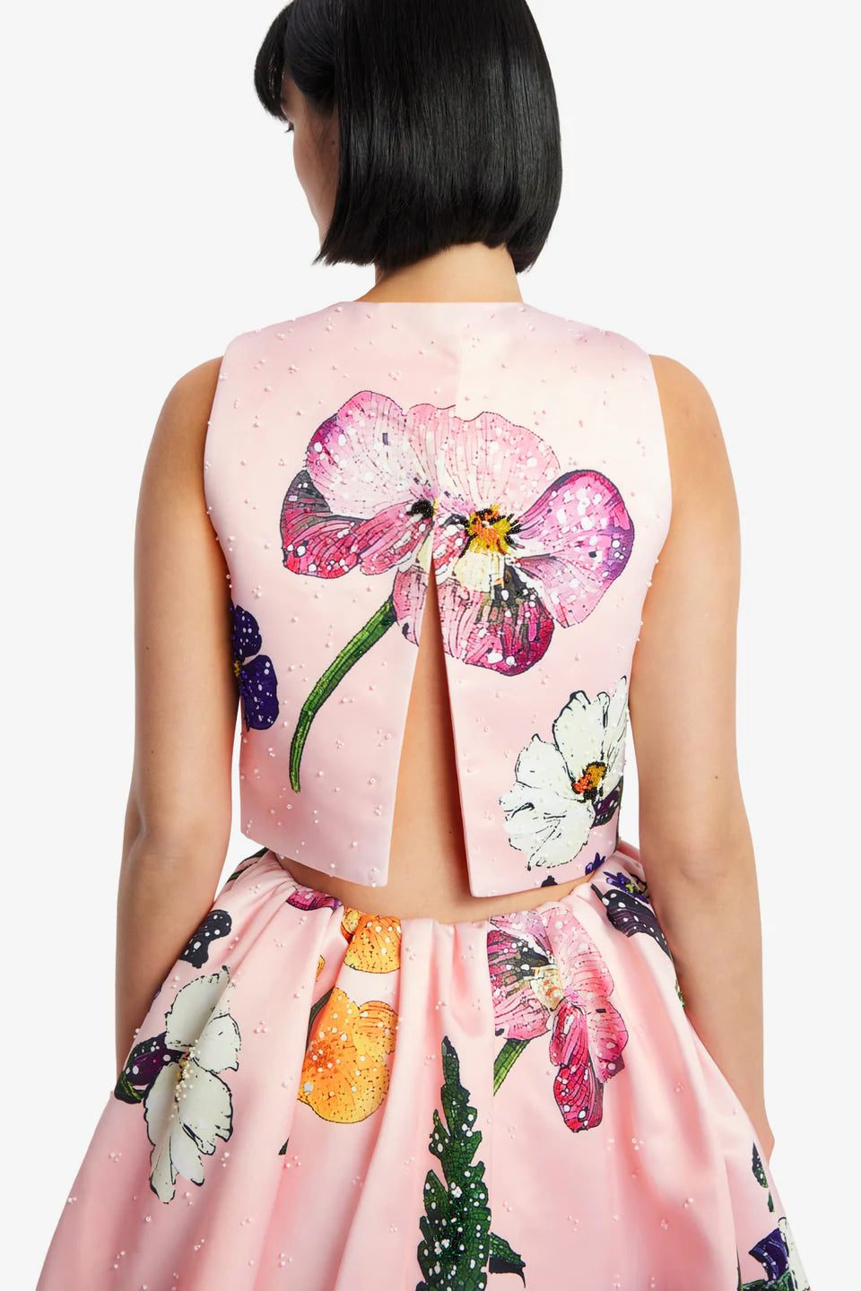 Iris Embellished Floral Top in Pink