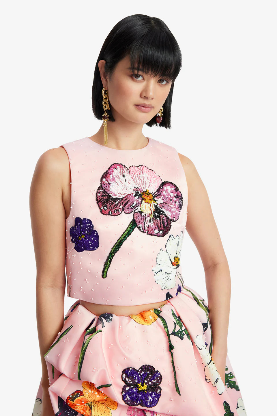 Iris Embellished Floral Top in Pink