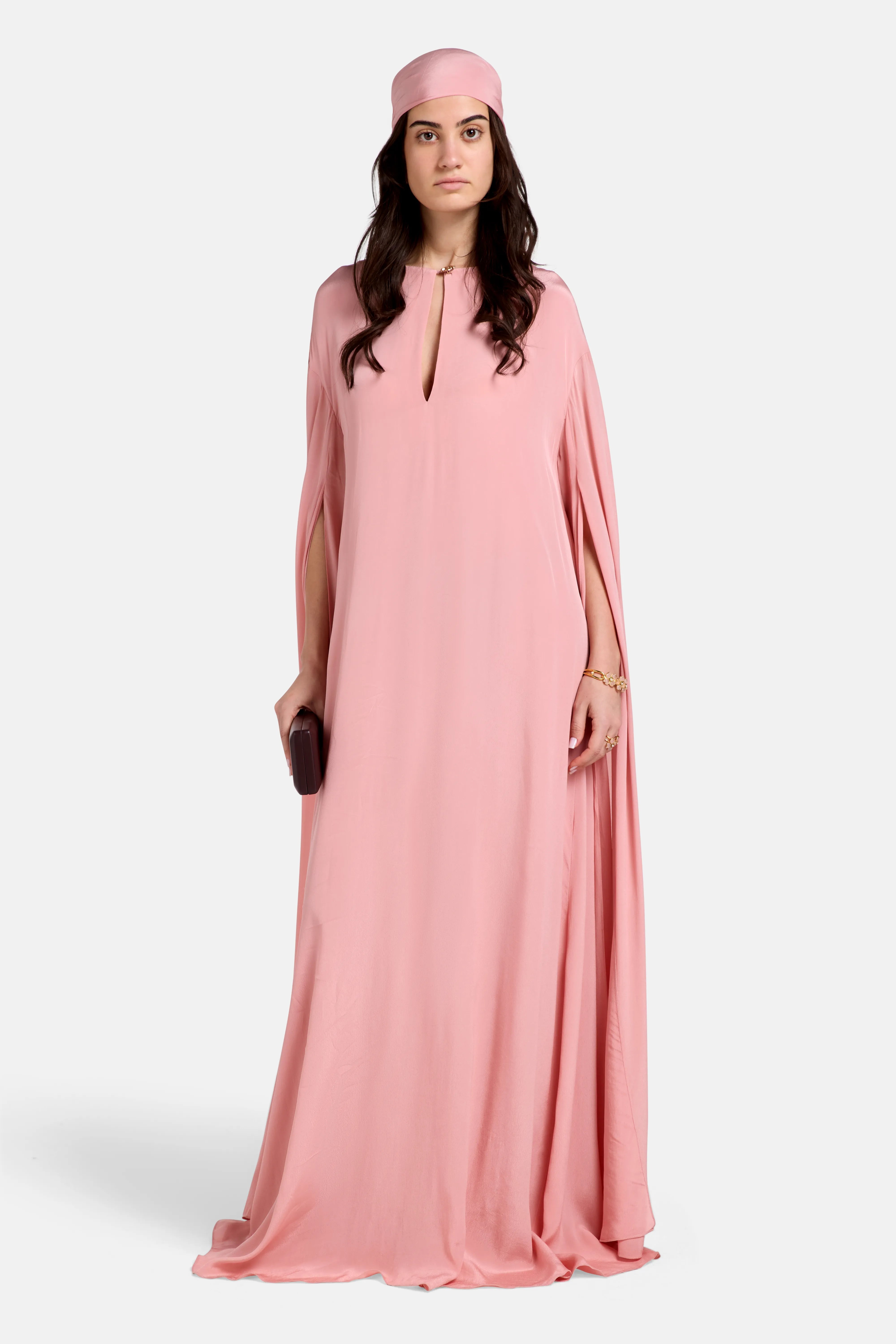 Cape Sleeves Kaftan in Pink
