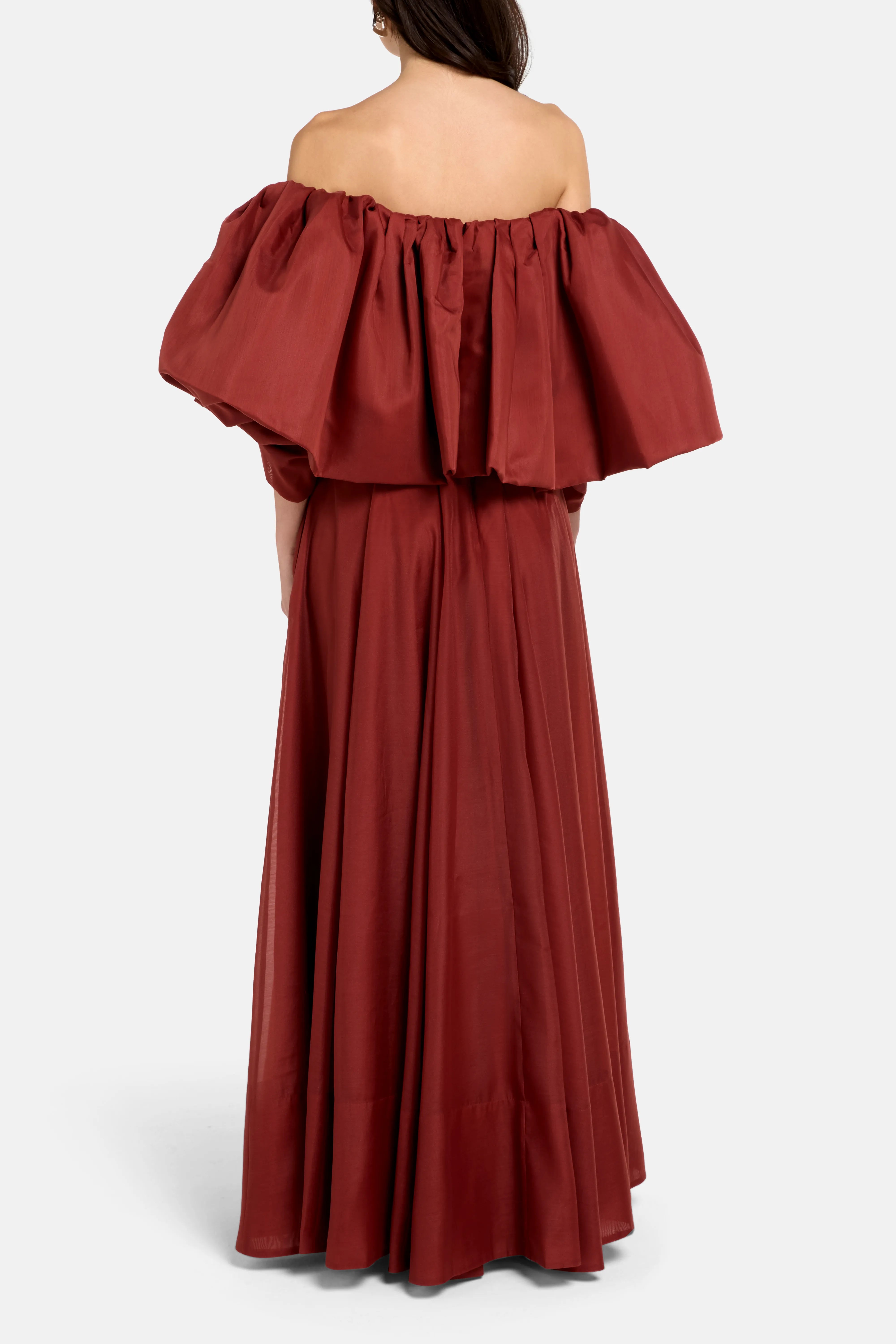 Jardin Off Shoulder Maxi Dress in Brown
