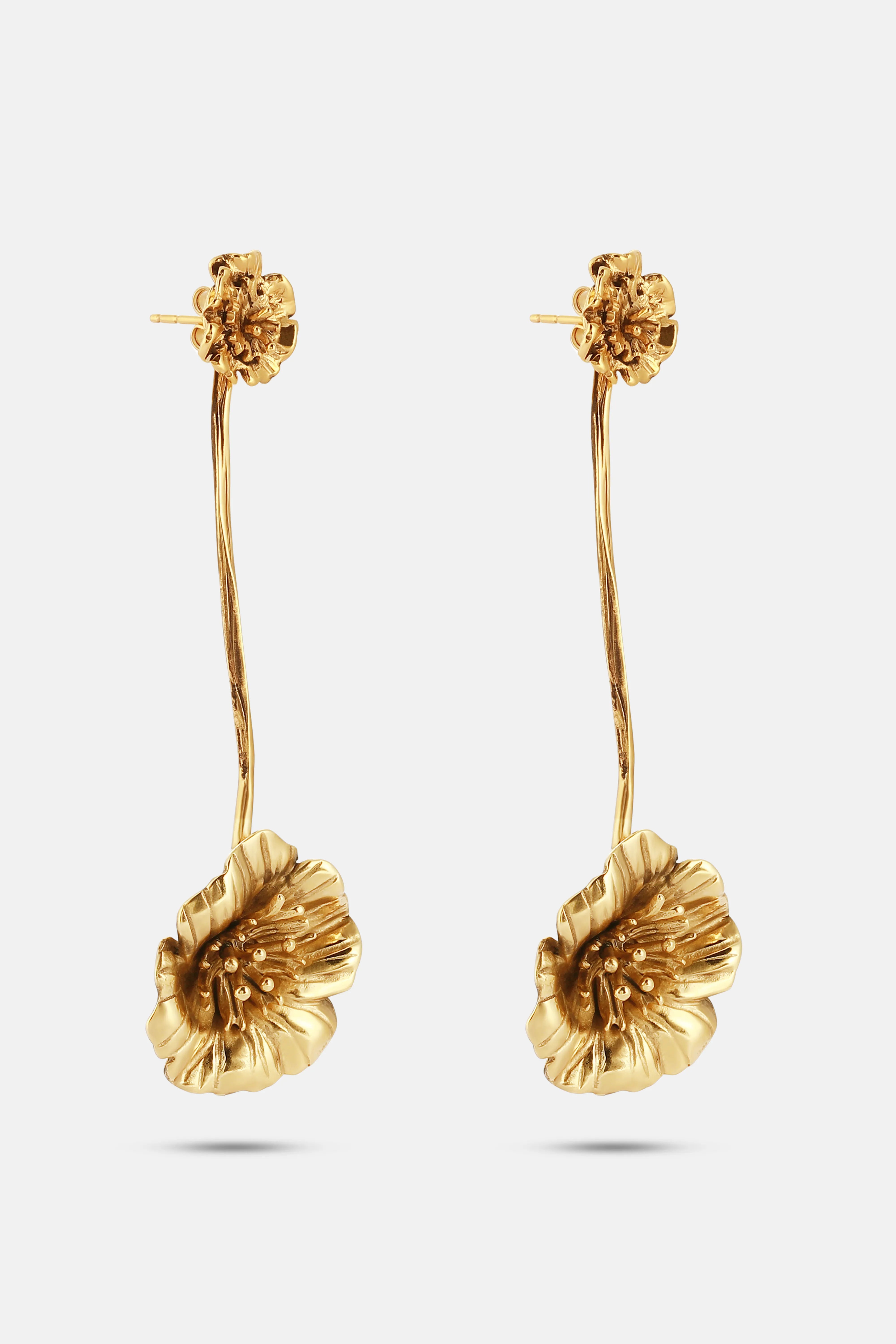 Pin Pendant Fleur Earrings in Gold