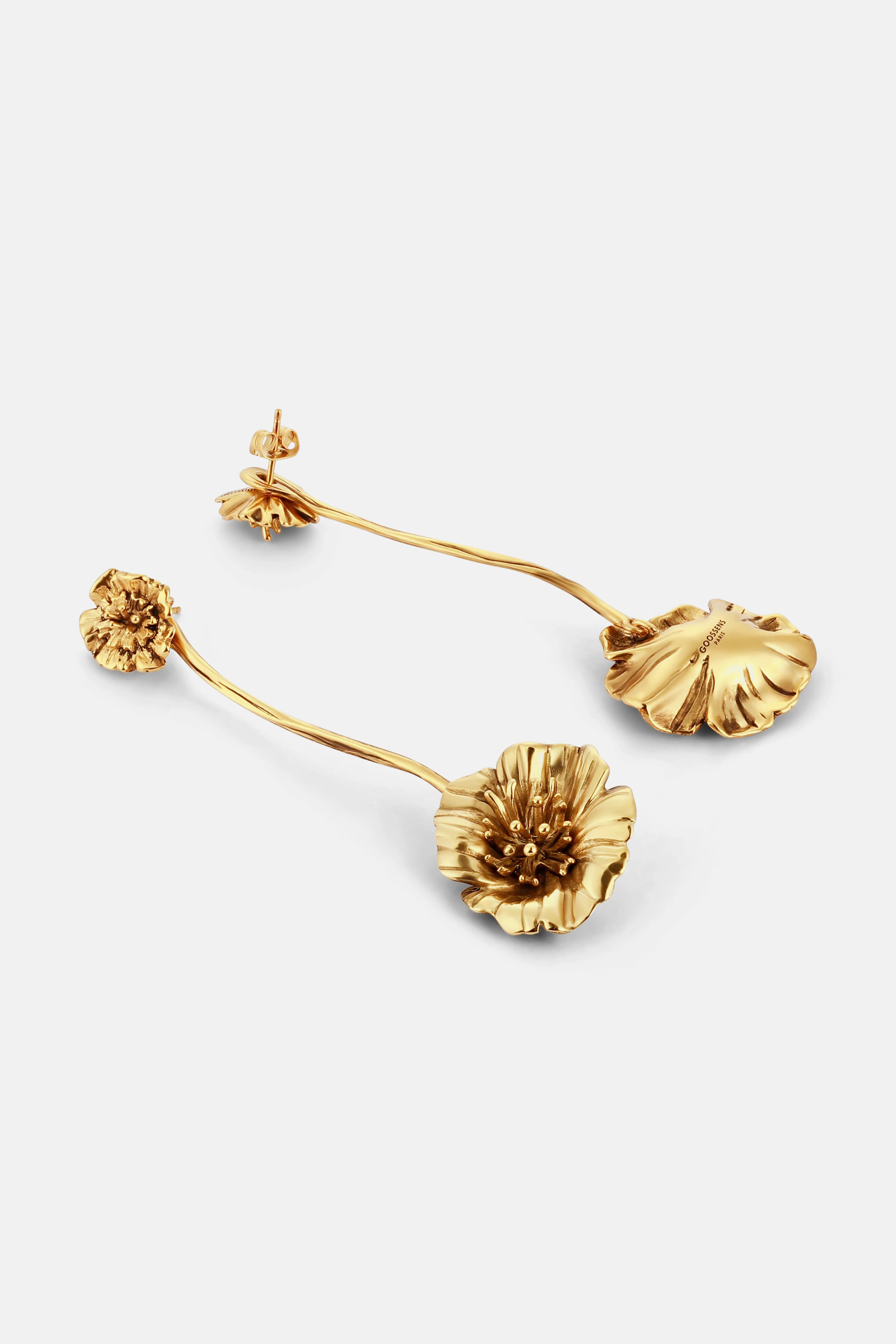 Pin Pendant Fleur Earrings in Gold