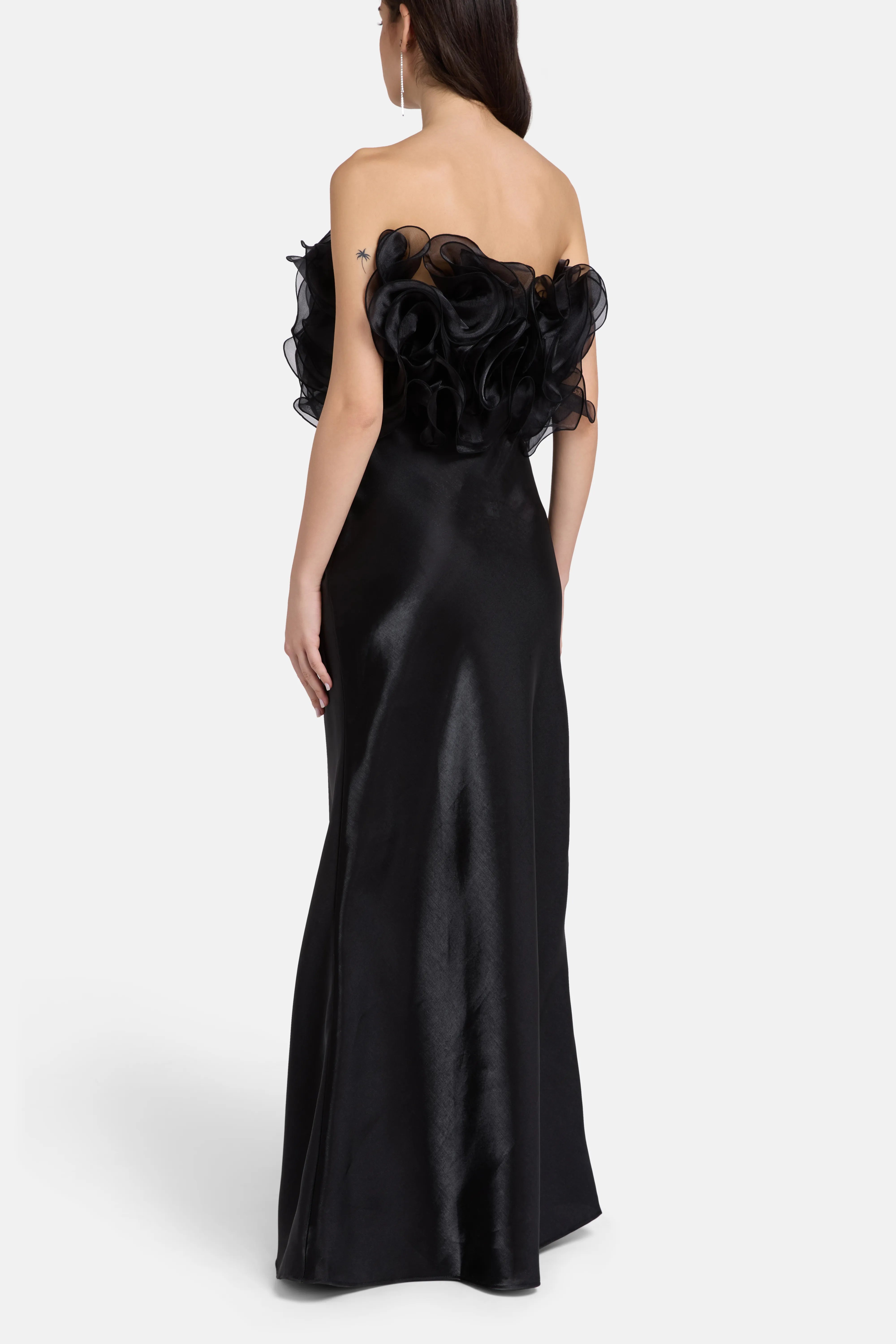 Coucou Strapless Organza Top in Black