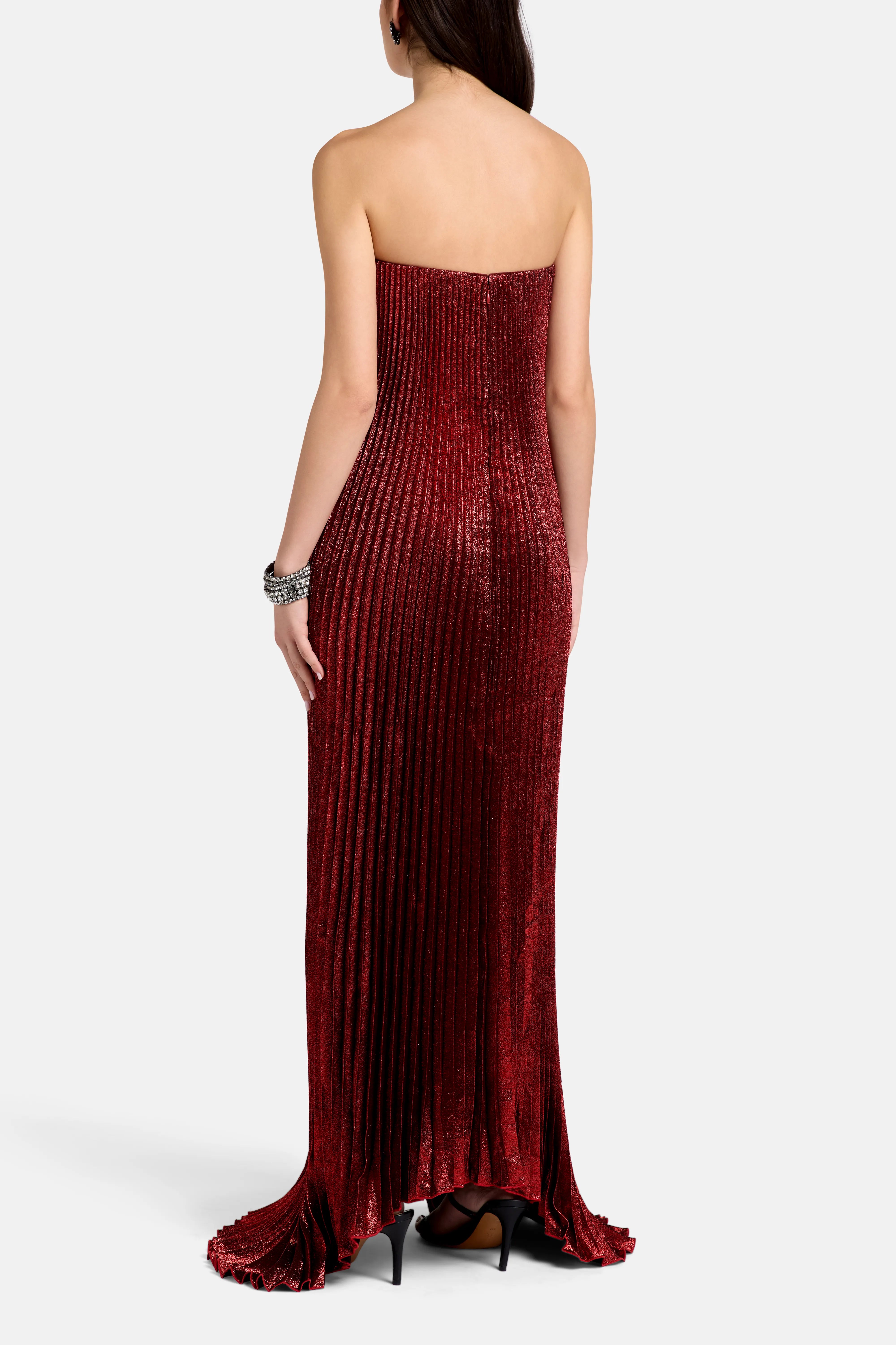 Black Tie Strapless Evening Dress in Red